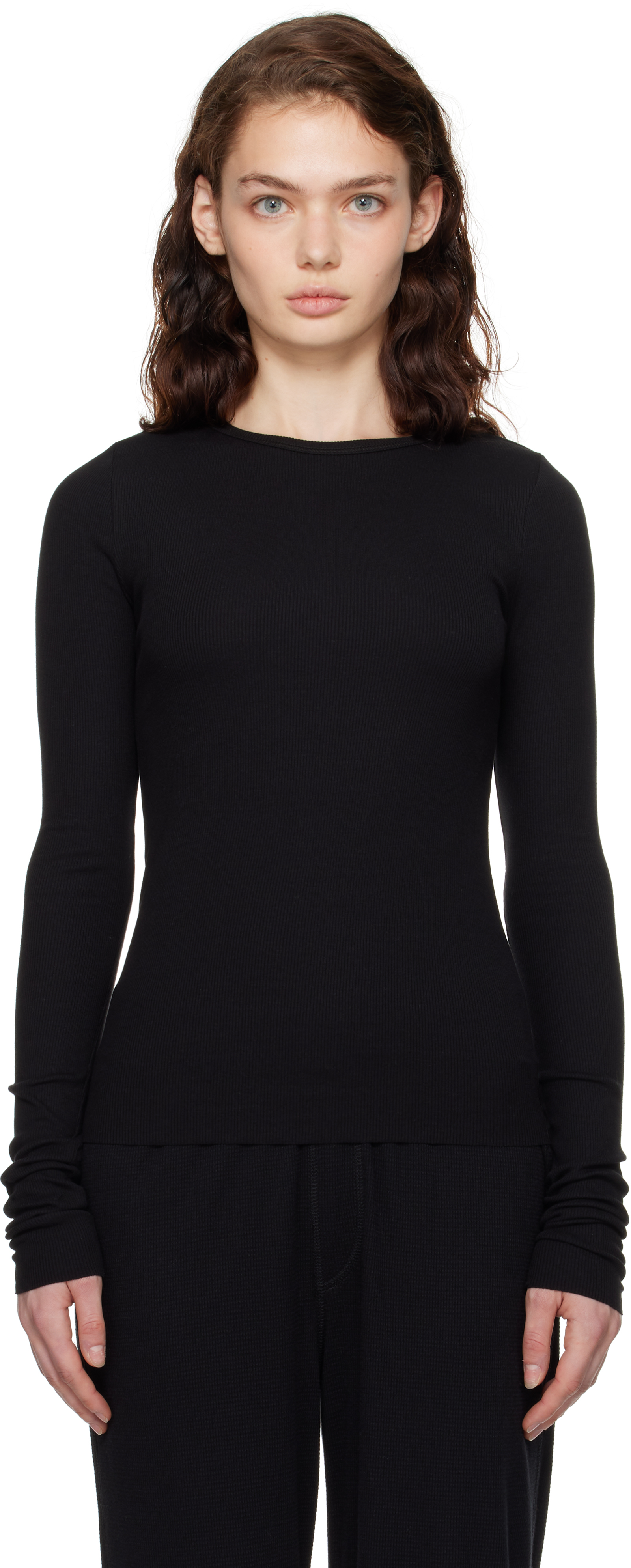 Black Long Sleeve Fitted T-shirt