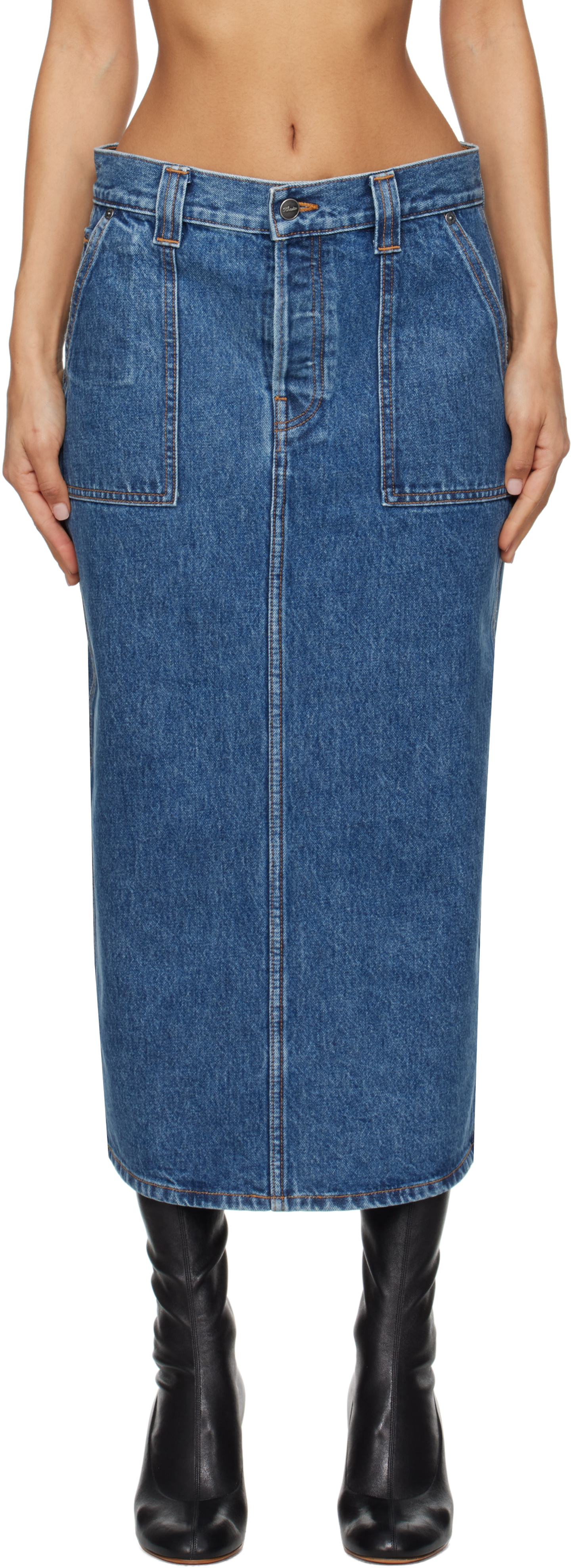 Blue Genevieve Denim Midi Skirt