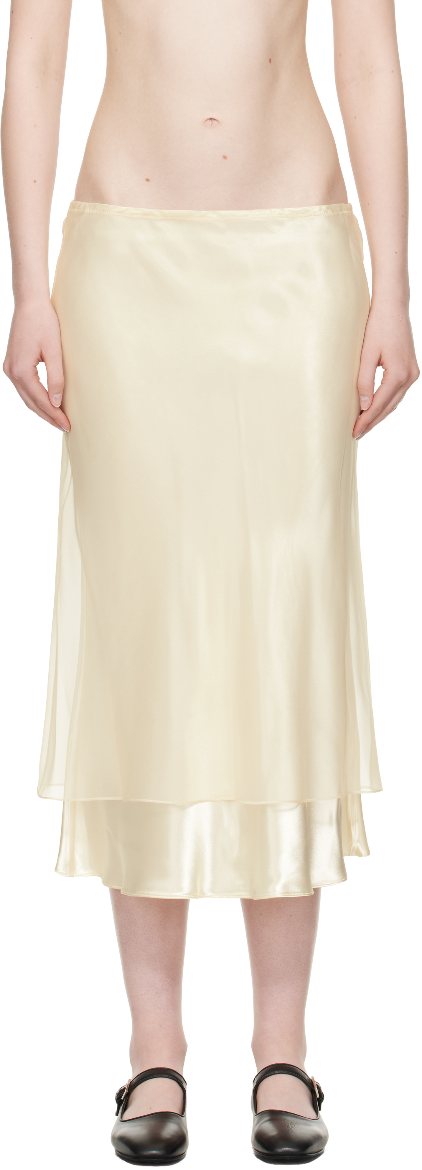 Shop Khaite Beige Monina Midi Skirt