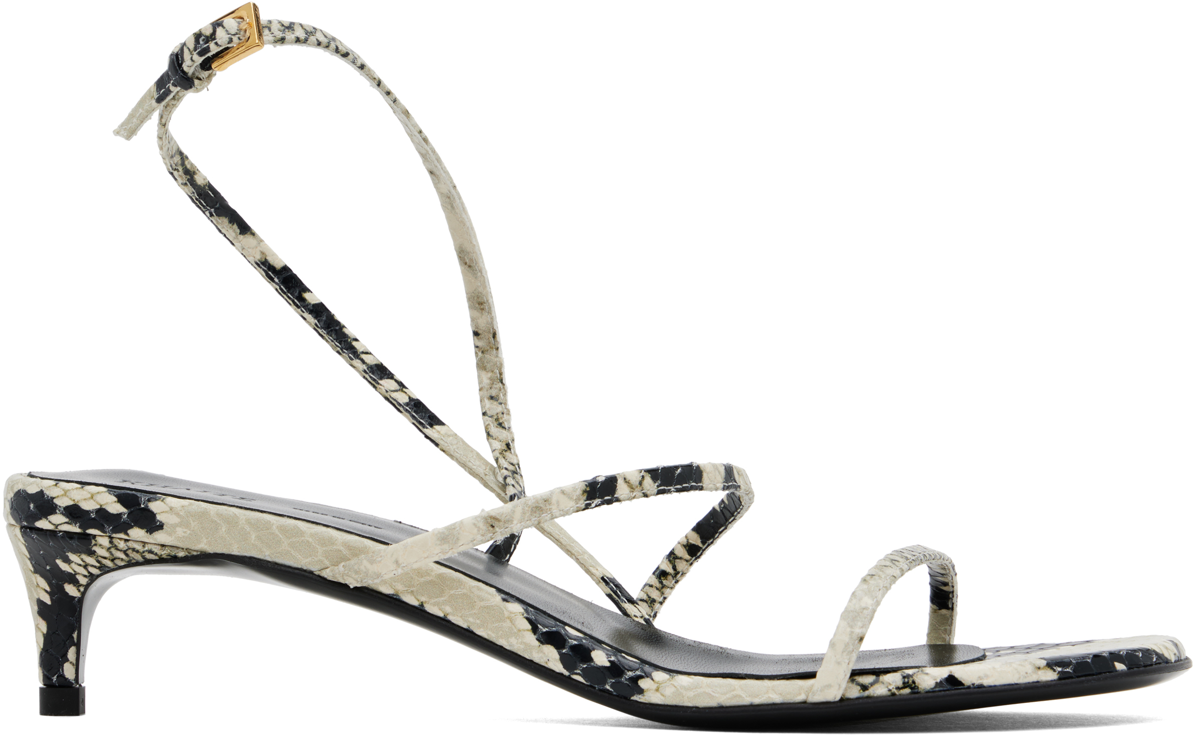 Beige Loop Kitten Heeled Sandals