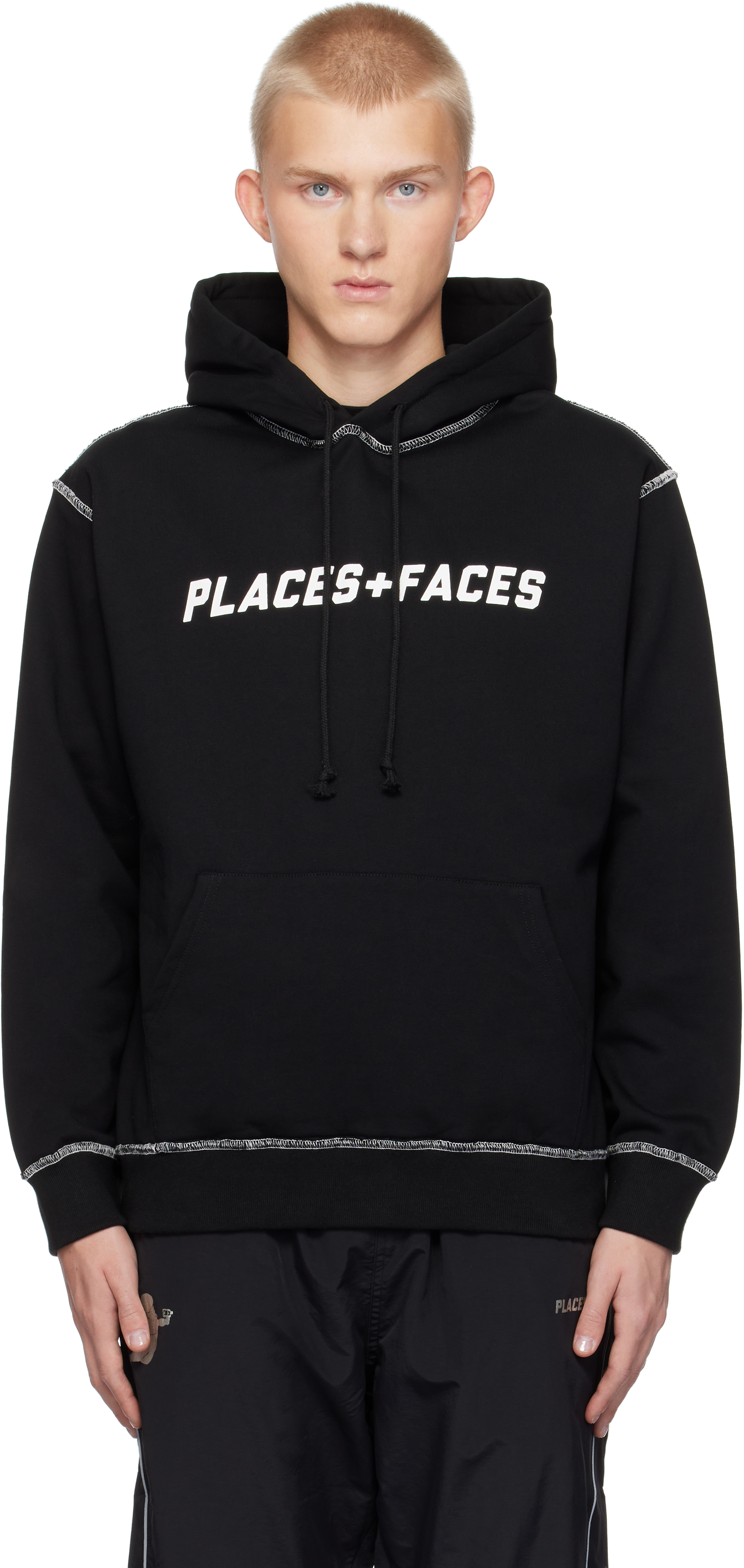 Black Contrast Stitch Hoodie