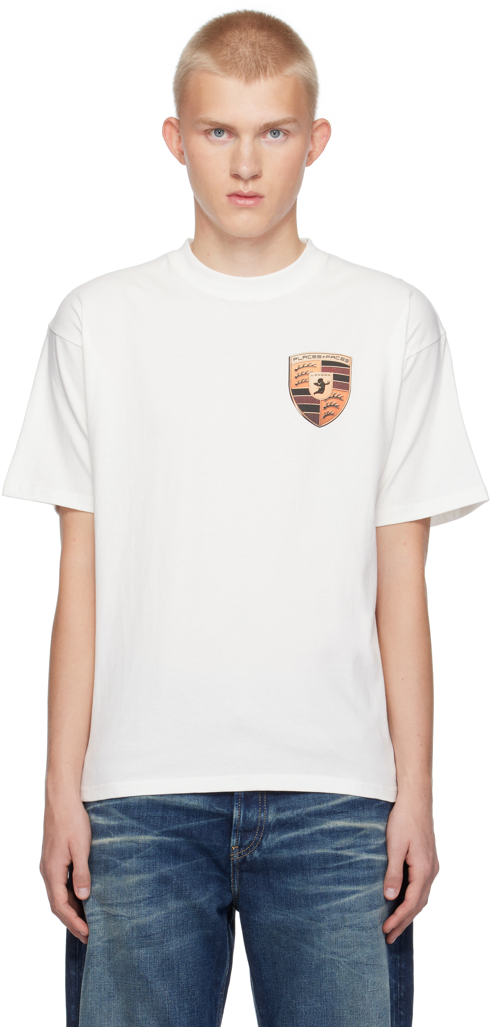 White 
P+F
 Motors T-shirt