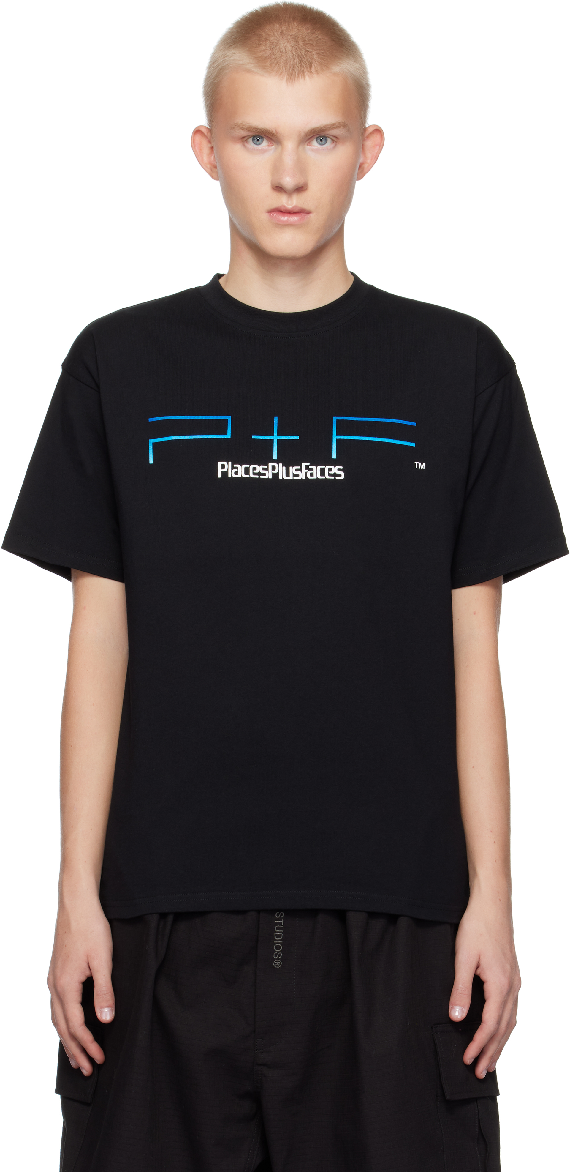PLACES+FACES: Black Placestation 2 T-shirt | SSENSE