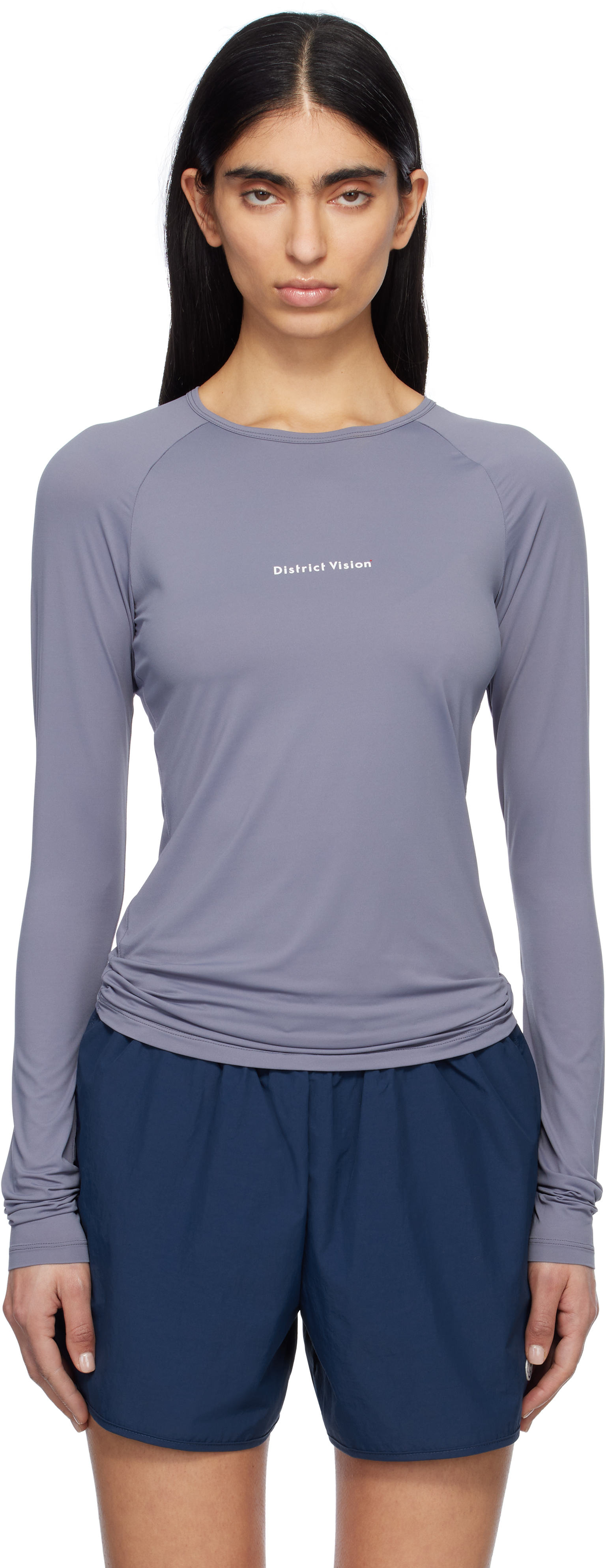 Gray Aloe Long Sleeve Fitted Sport T-shirt