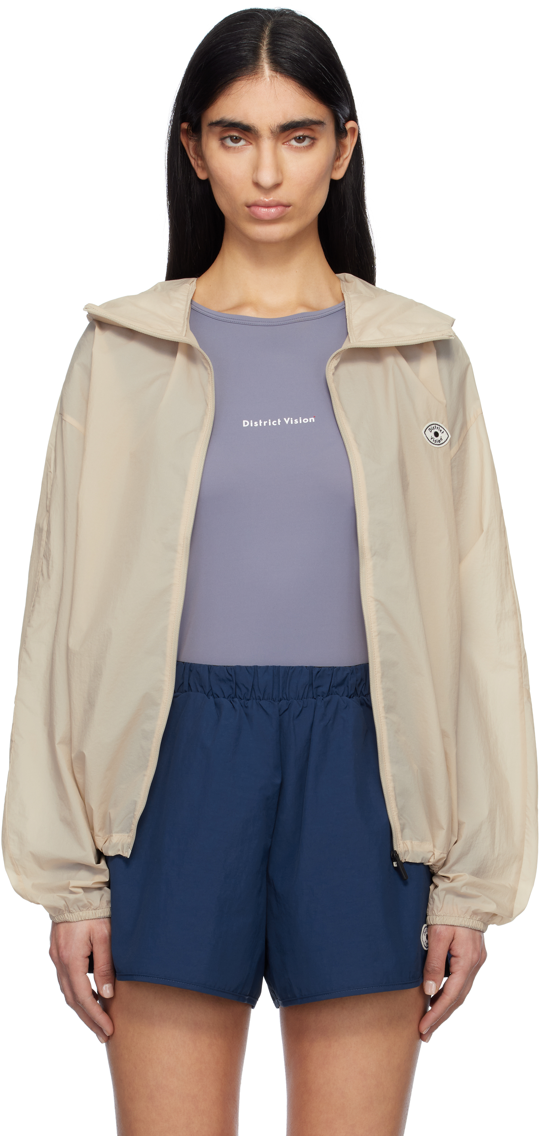 Beige Cropped Ultralight Wind Sport Jacket