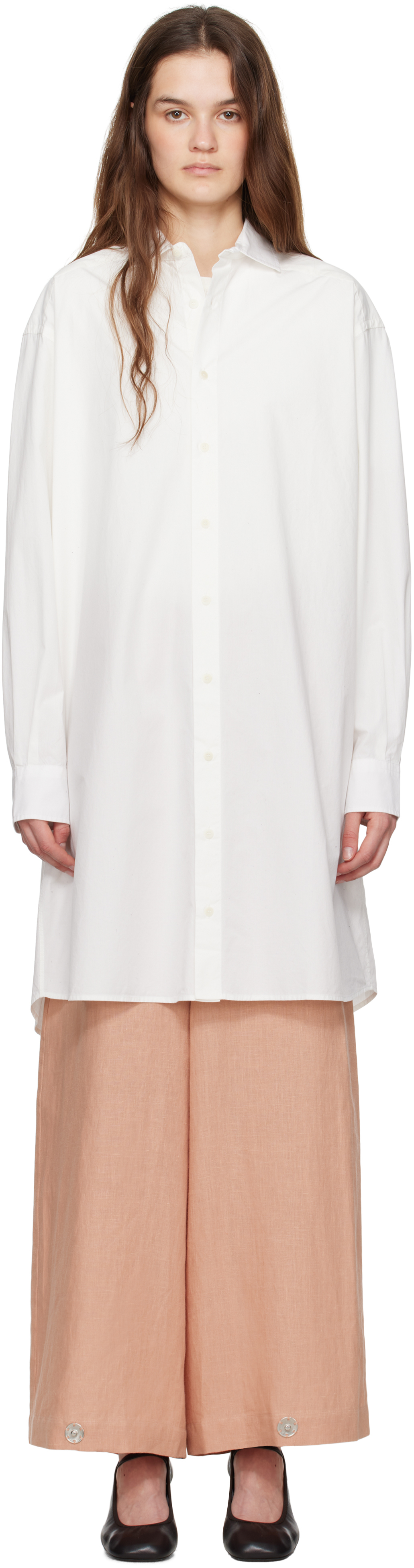 White Claude Shirt Midi Dress