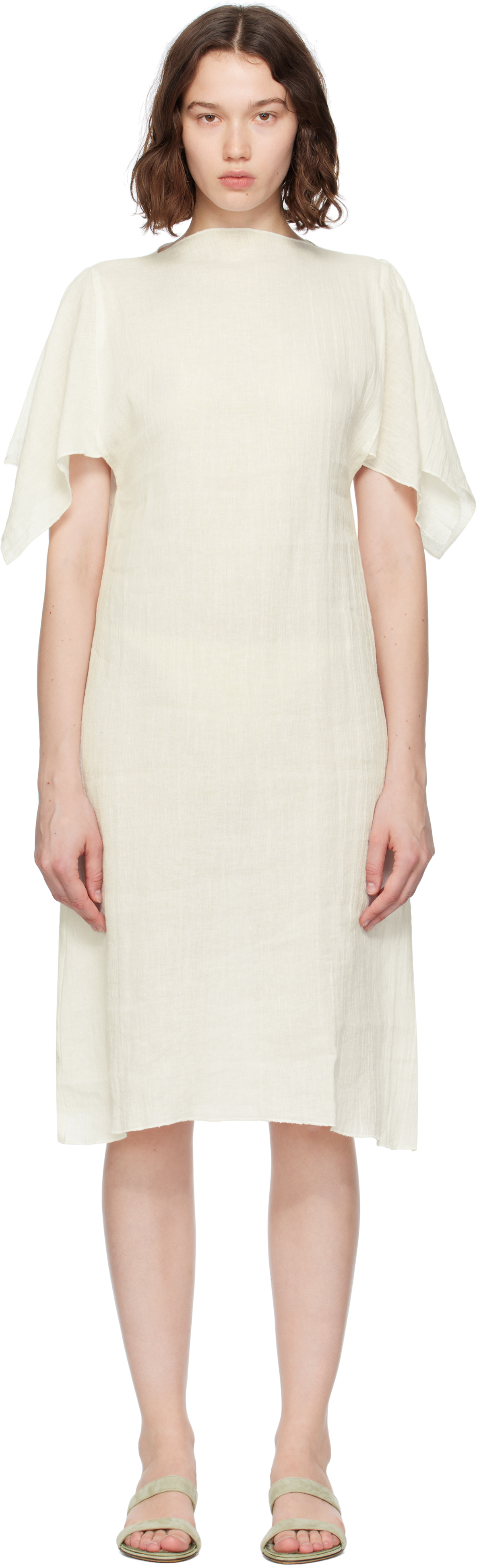 Baserange Off-white Folio Midi Dress
