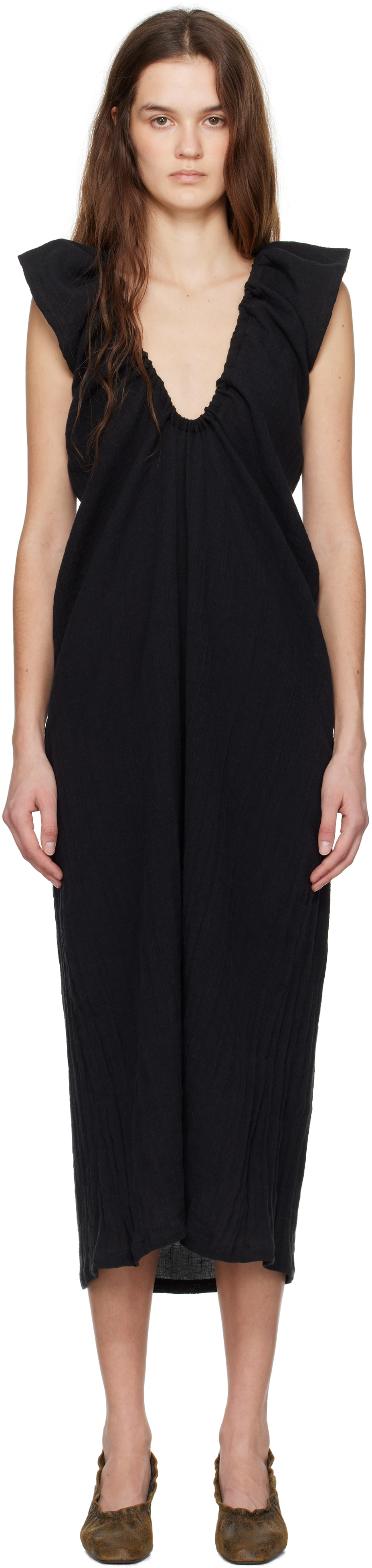 【BASERANGE】MAX DRESS 25SS Black Baserange: Black Max Maxi Dress | SSENSE