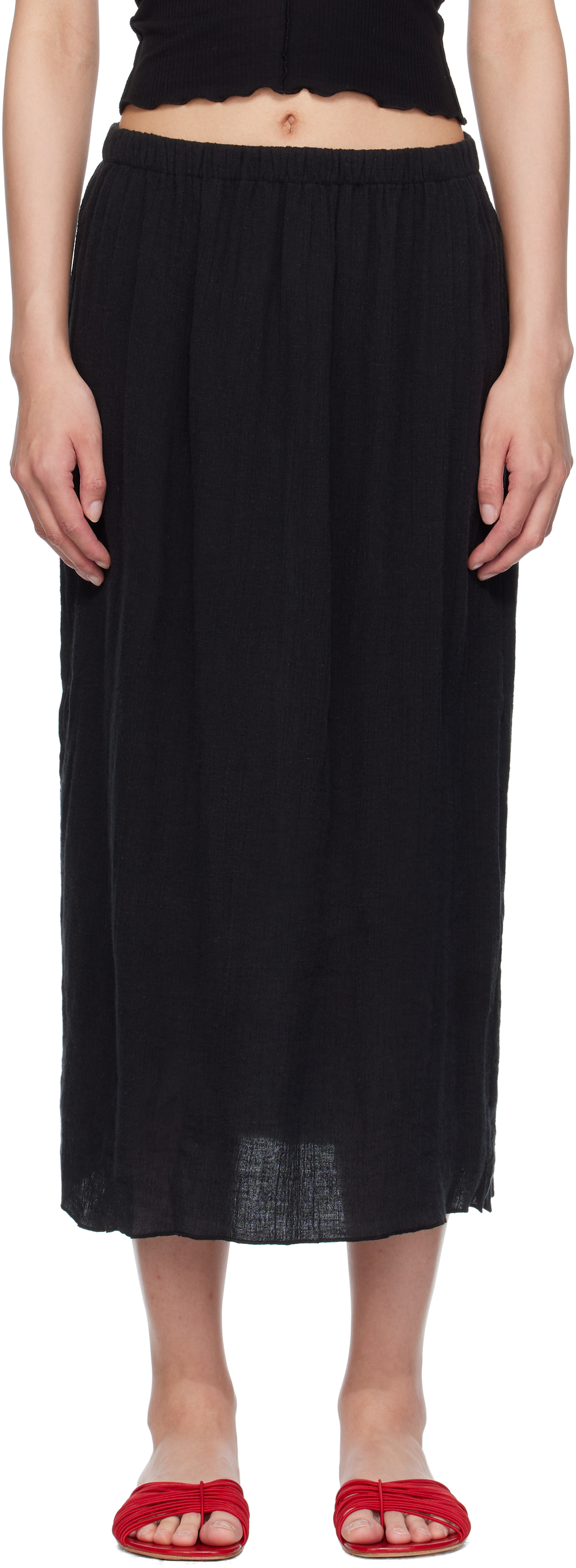 Black Folio Midi Skirt