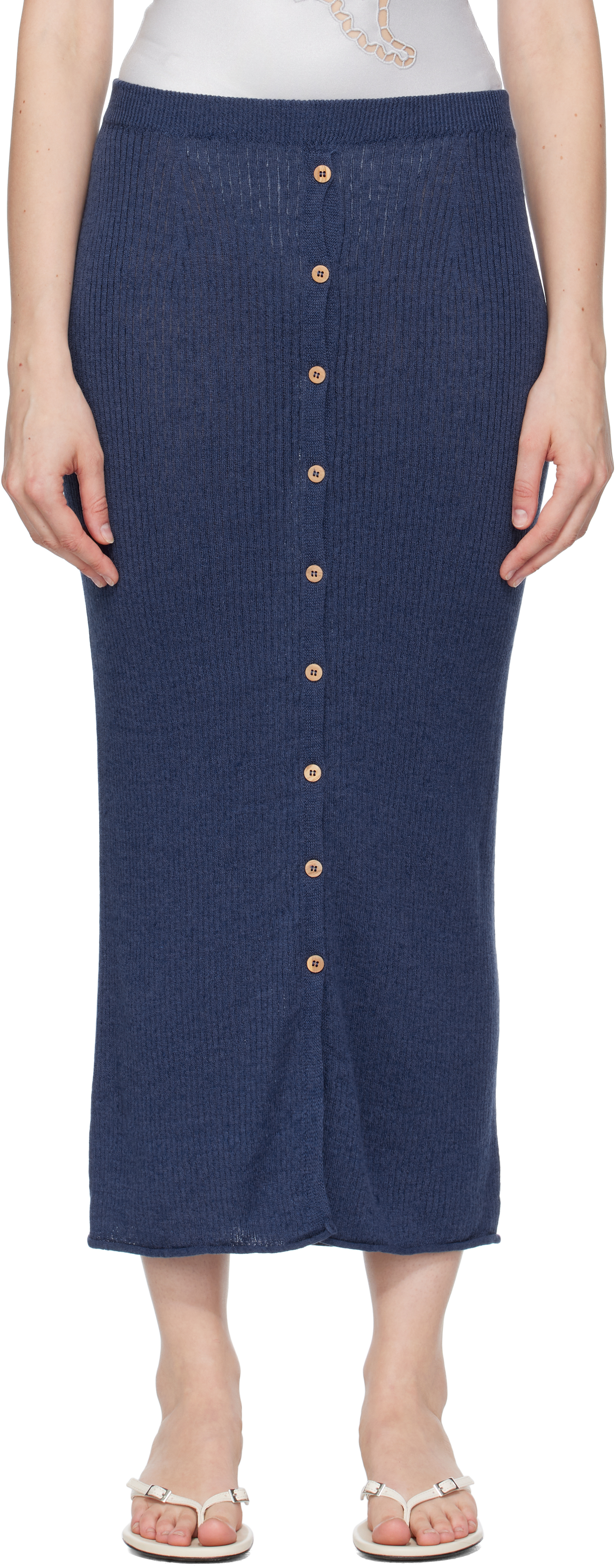 Blue Drip Midi Skirt