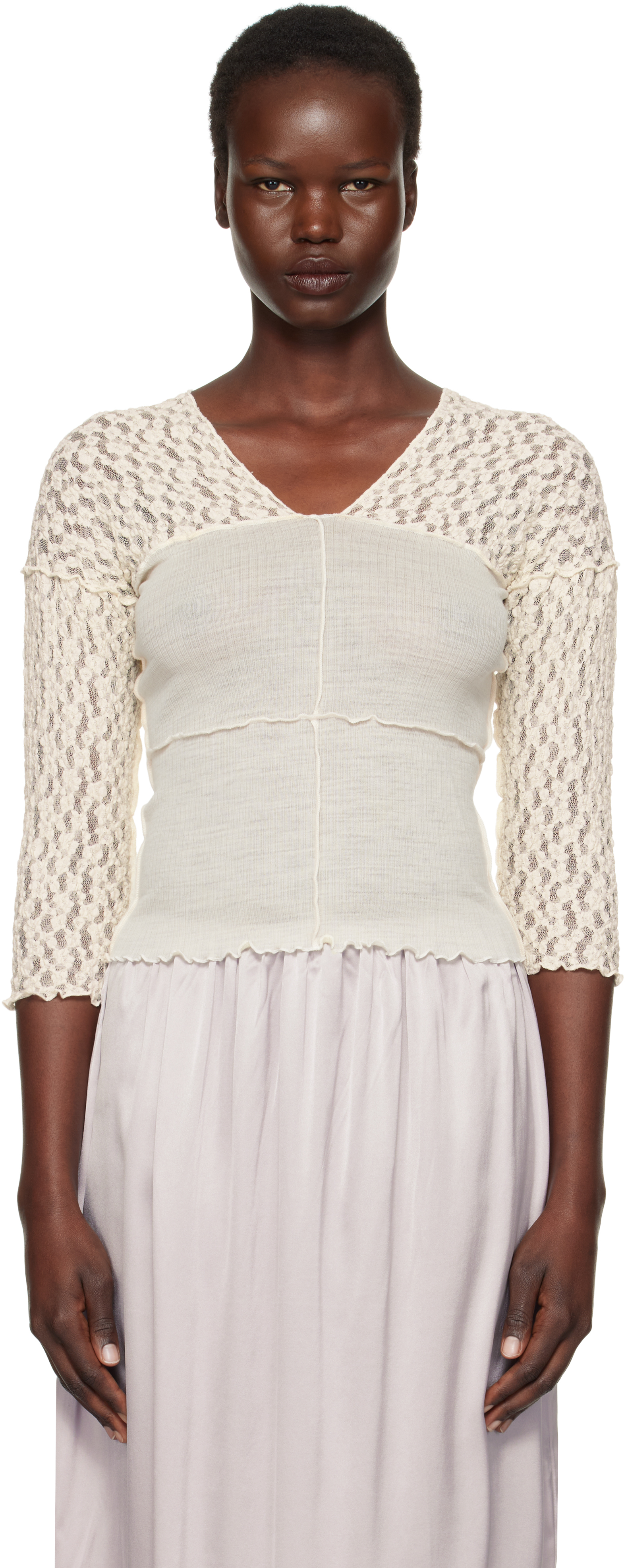 Baserange: Off-White Nehru Long Sleeve T-shirt | SSENSE