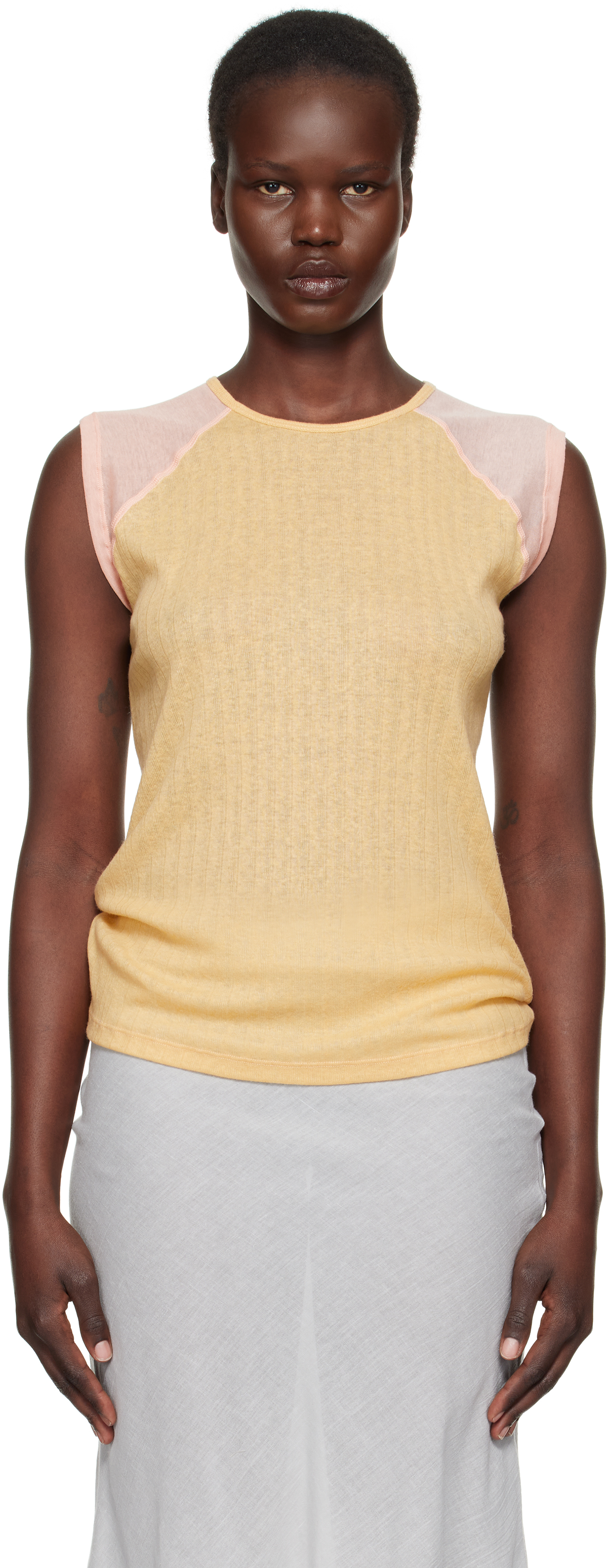 Beige & Pink Gene Tank Top