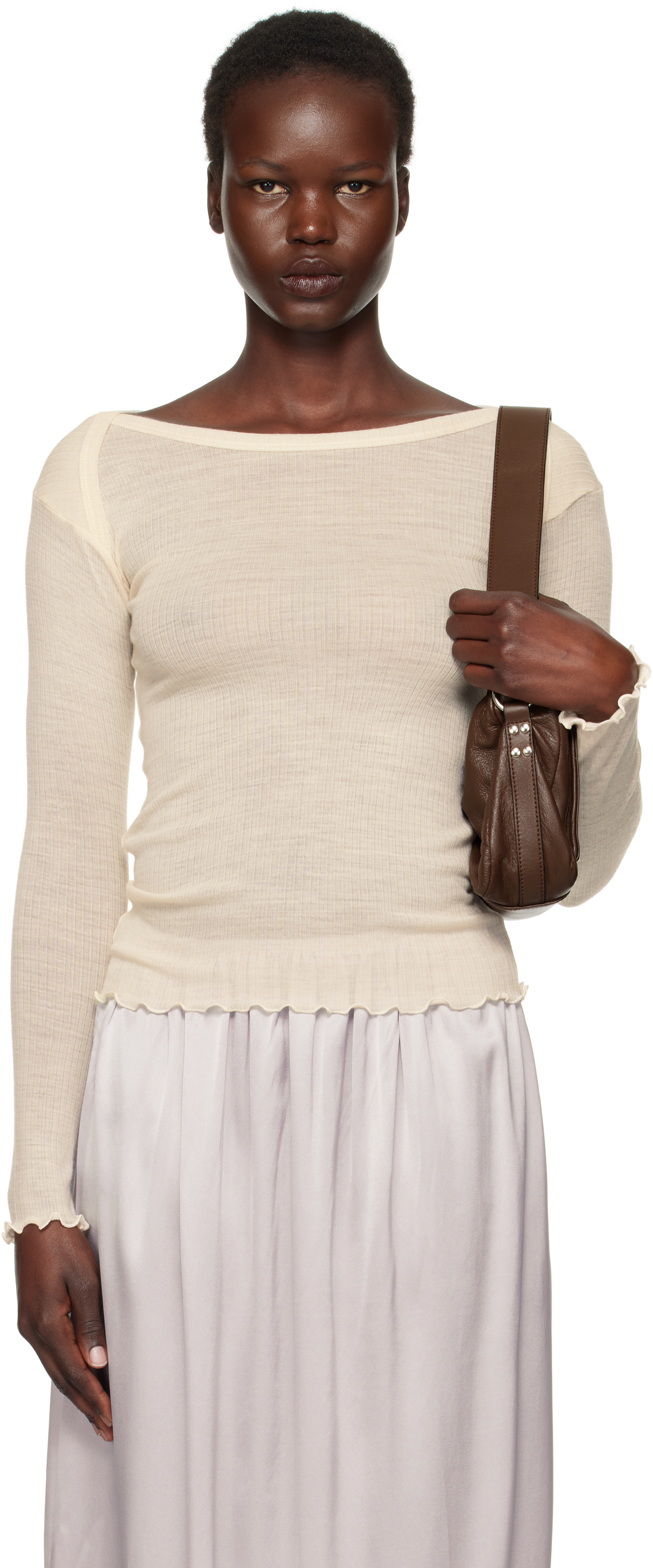 Beige Disc Long Sleeve T-shirt