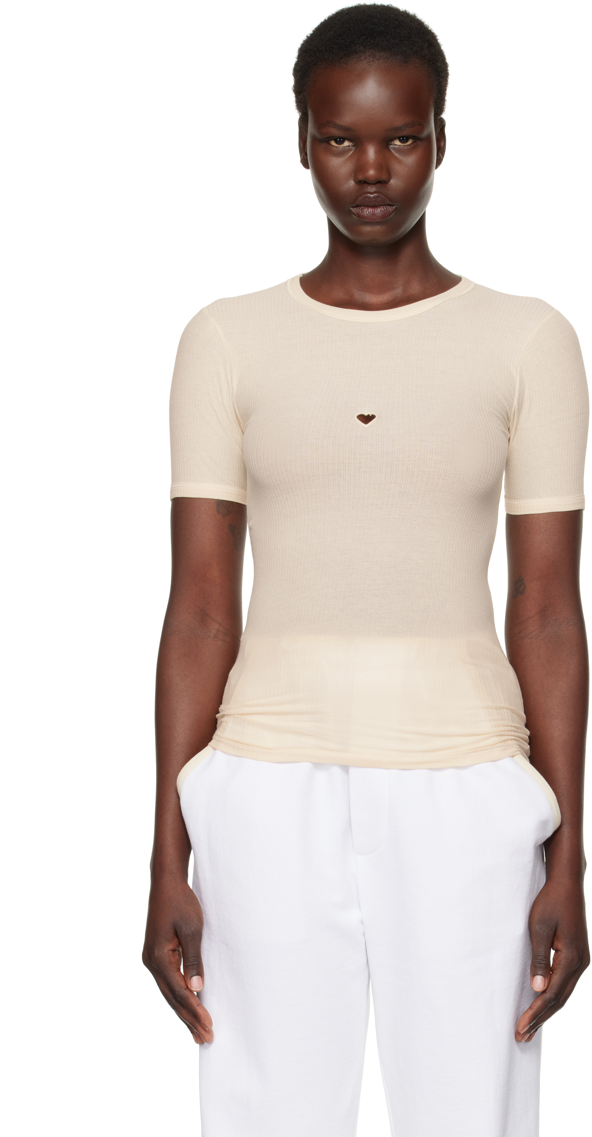 トップス baserange HEART SHORT SLEEVE TEE SHIRT M Heart Tee Shirt in Assortment | Fine organic cotton rib | en