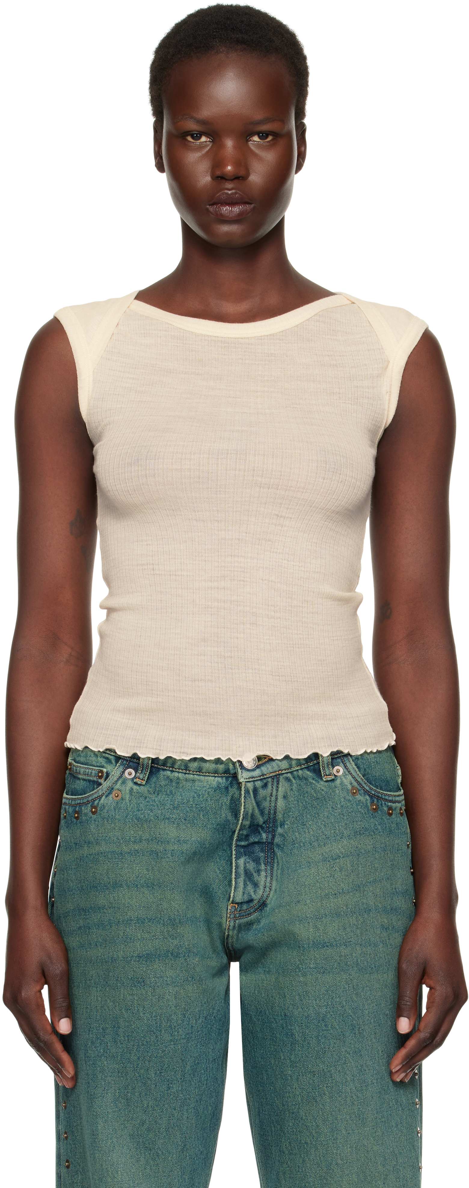 Beige Disc Tank Top