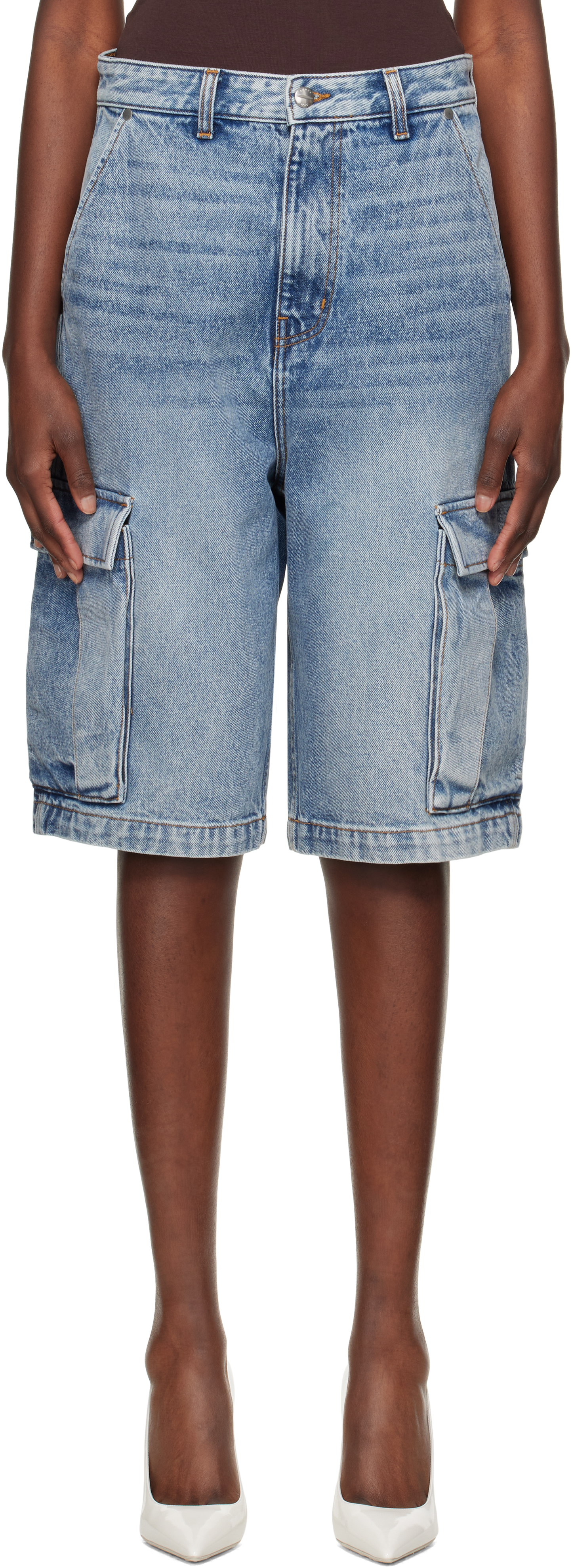 【関税込み】Rhude ブルー バギー デニム カーゴショートパンツ Rhudeのブルー バギー デニム カーゴショートパンツがセール中