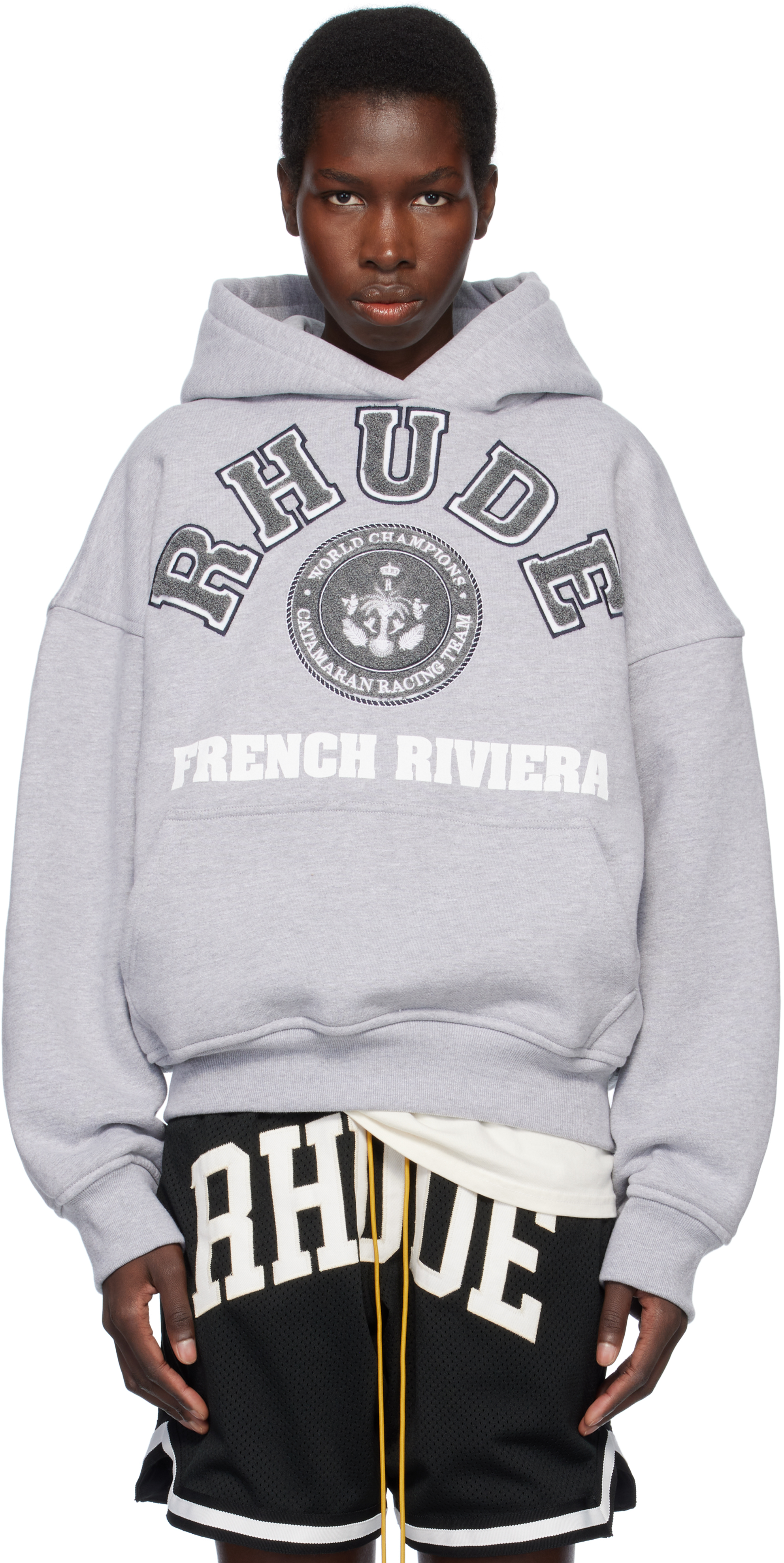 Gray 'Rhude French Riviera' Patch Hoodie