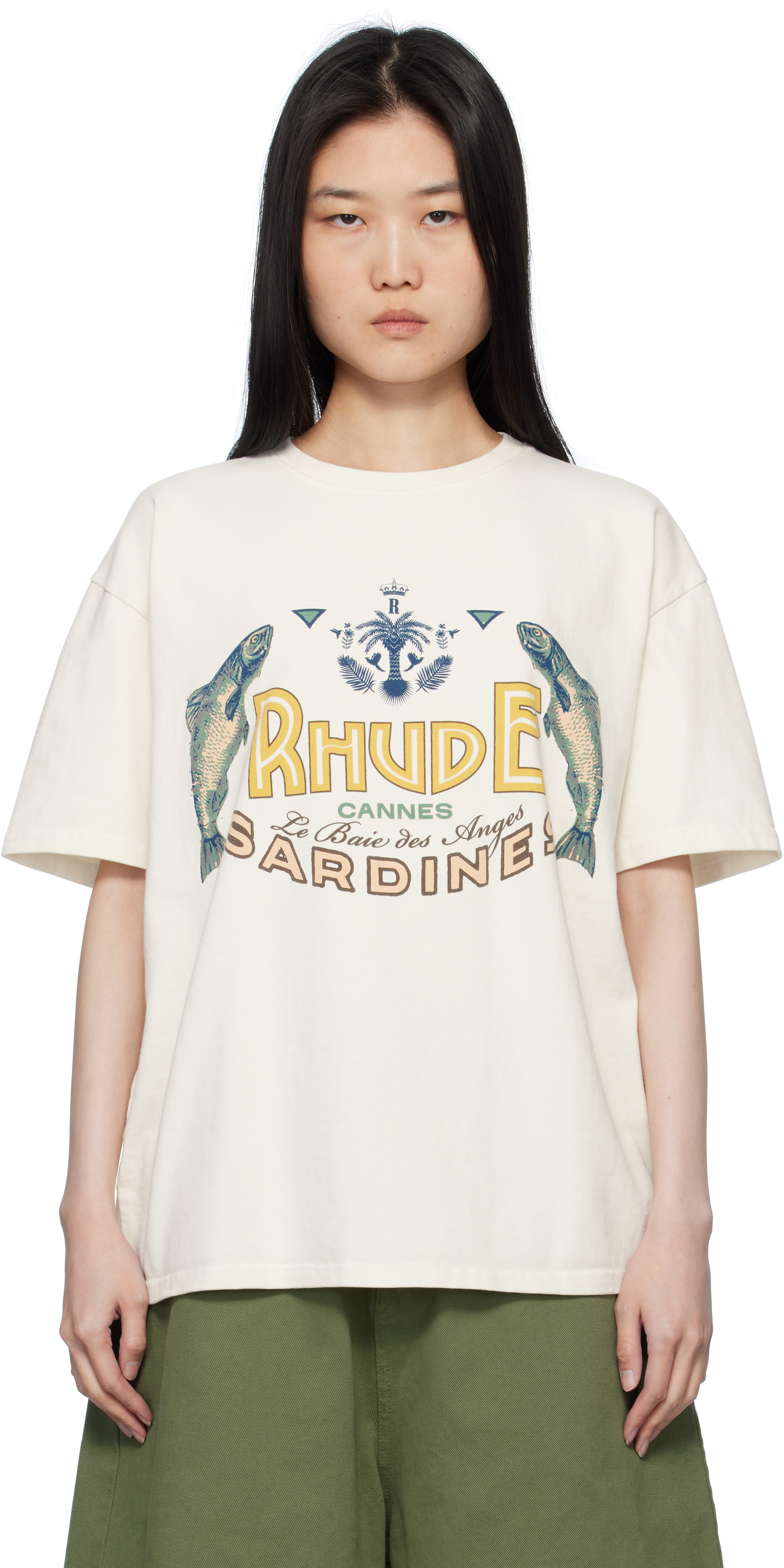 Rhude Off-white 'sardines' T-shirt In 0241 Vtg White