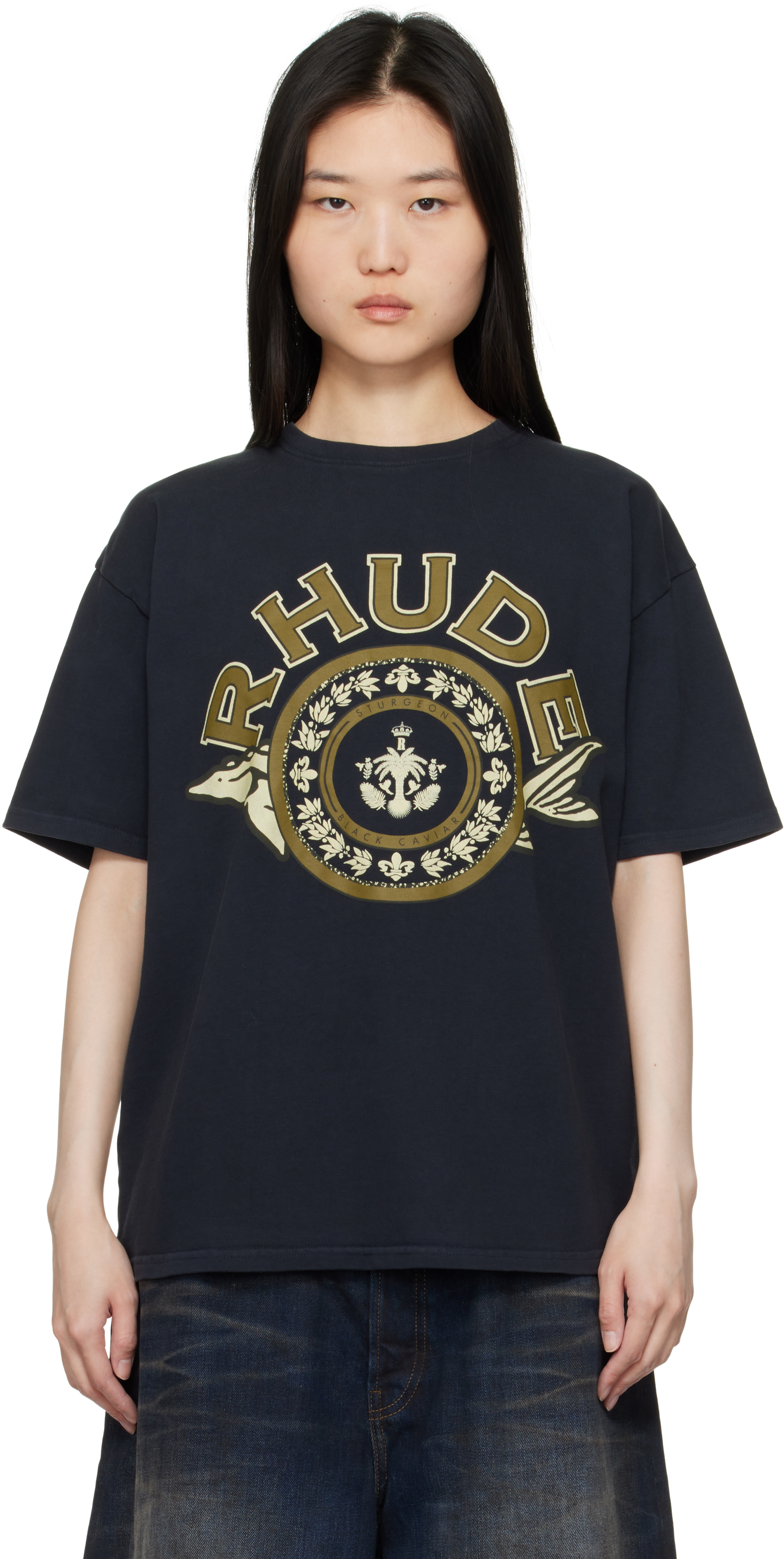 【関税込み】Rhude ブラック Caviar Tシャツ RHUDE BLACK CAVIAR TEE – R H U D E
