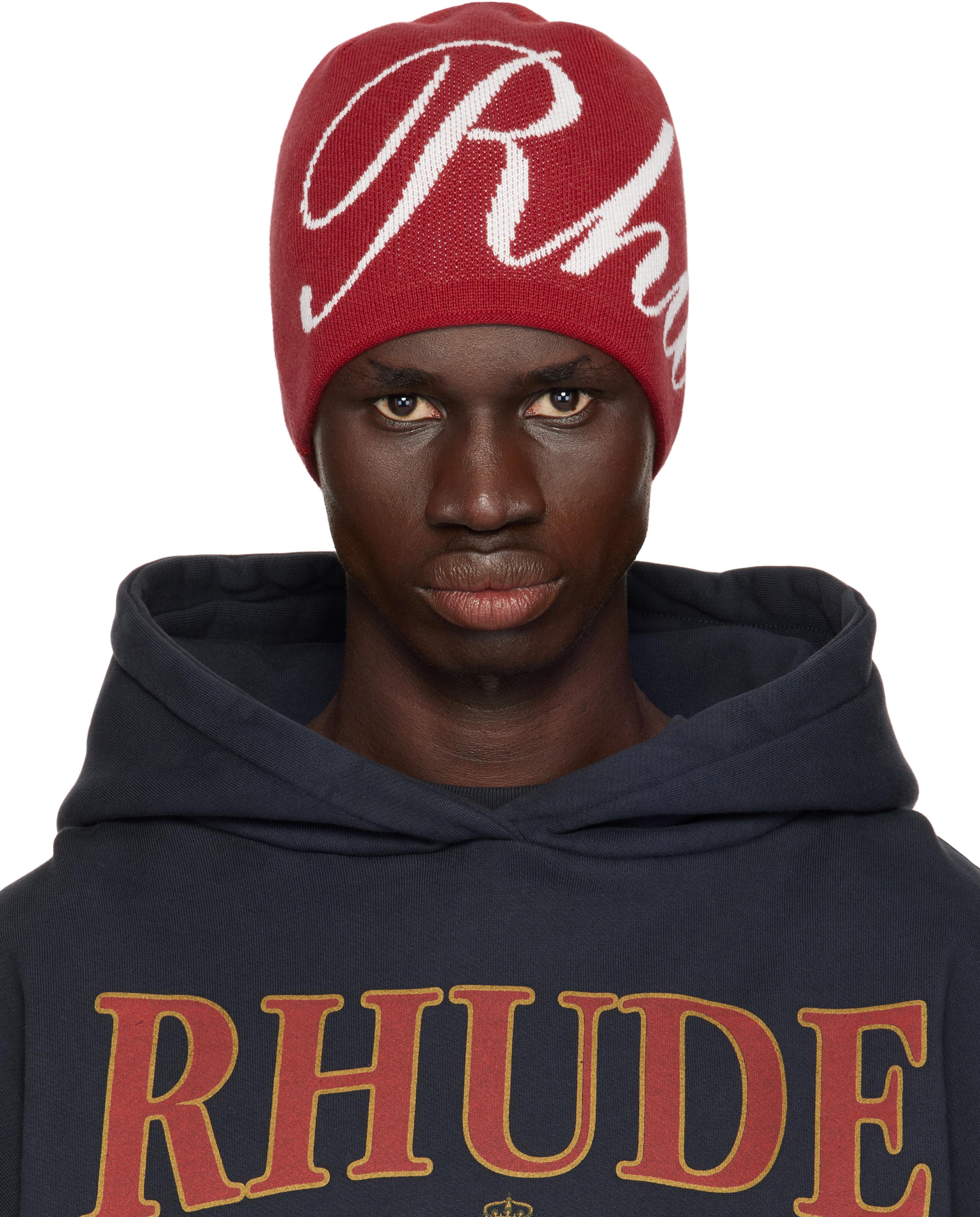 Red 
Rhude
 Script Knit Beanie