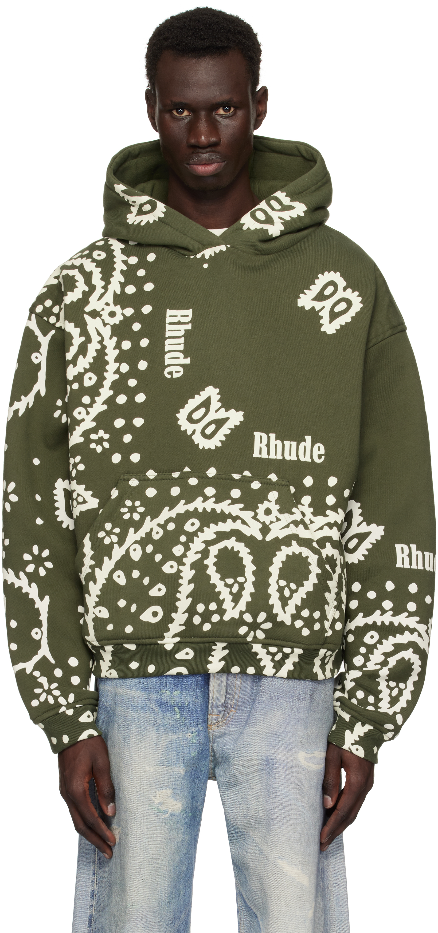 Khaki Bandana Print Hoodie