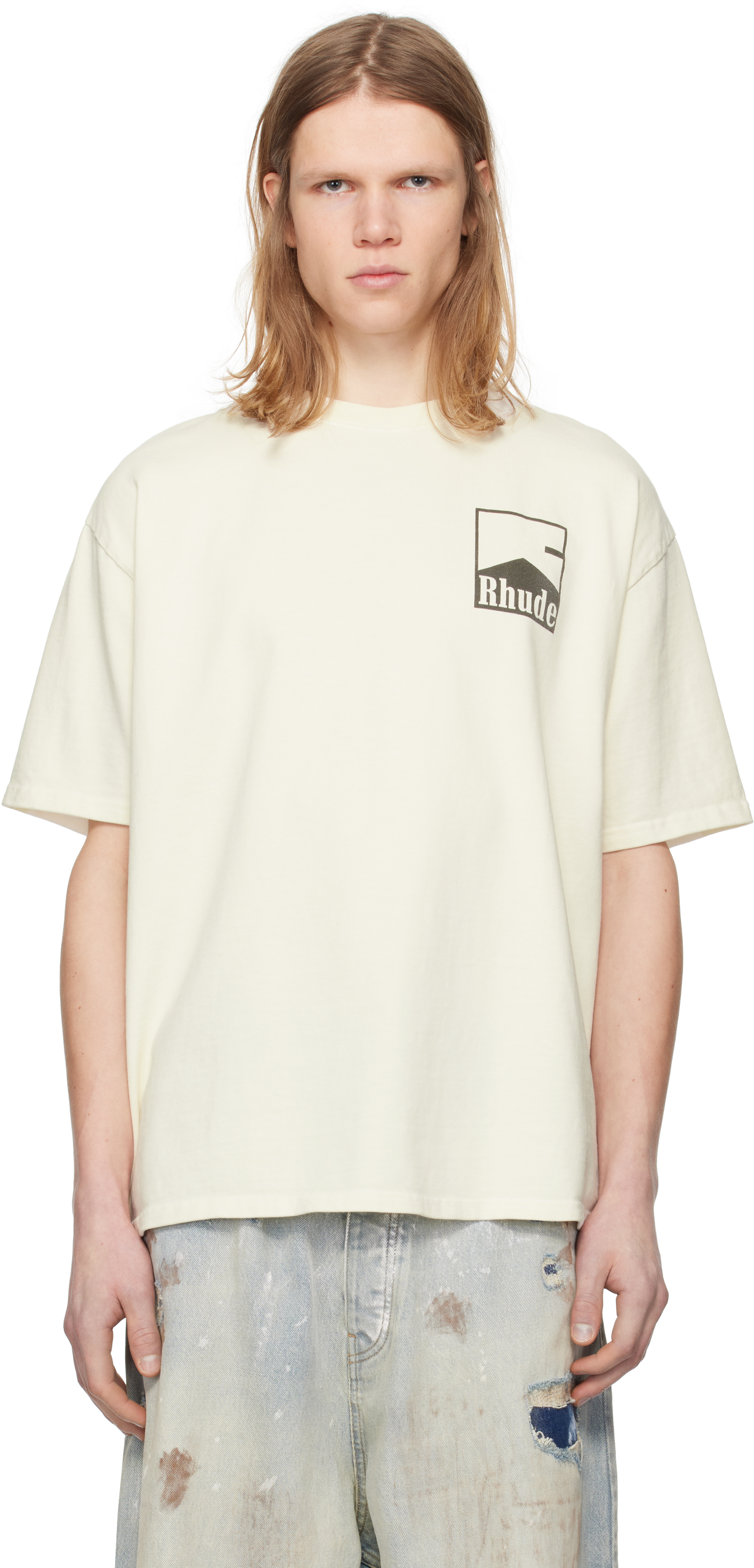 【関税込み】Rhude オフホワイト Chevron Tシャツ RHUDE Chevron T-shirt | White | FARFETCH
