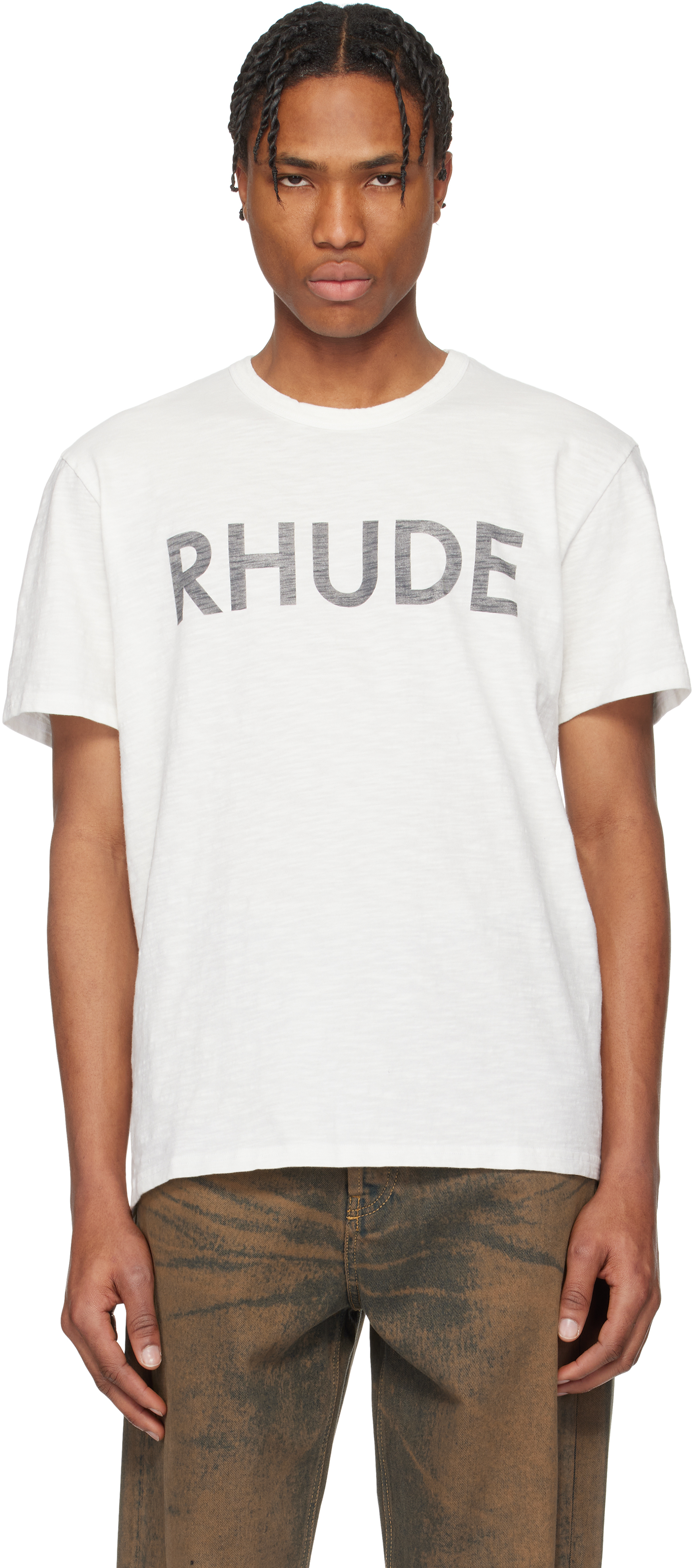 【関税込み】Rhude ホワイト 'Rhude' Logo スラブ Tシャツ 関税込み】Rhude ホワイト 'Rhude' Logo スラブ Tシャツ RHUDE