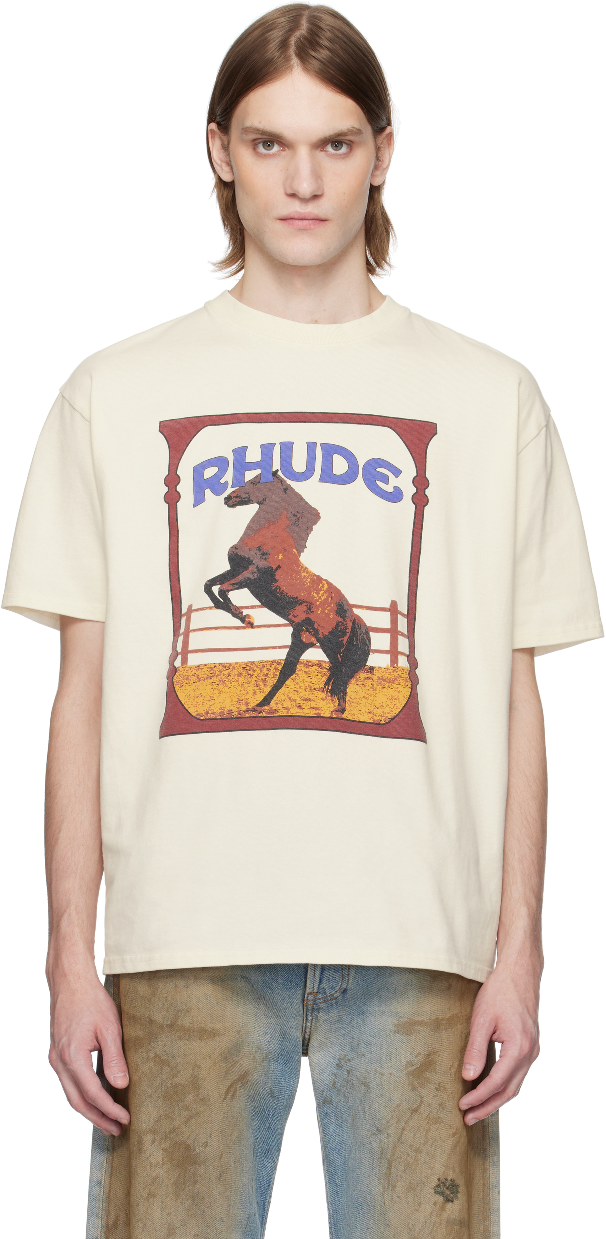 RHUDE♡ オフホワイト 'Rhude' Cadre Tシャツ RHUDE CADRE TEE – R H U D E