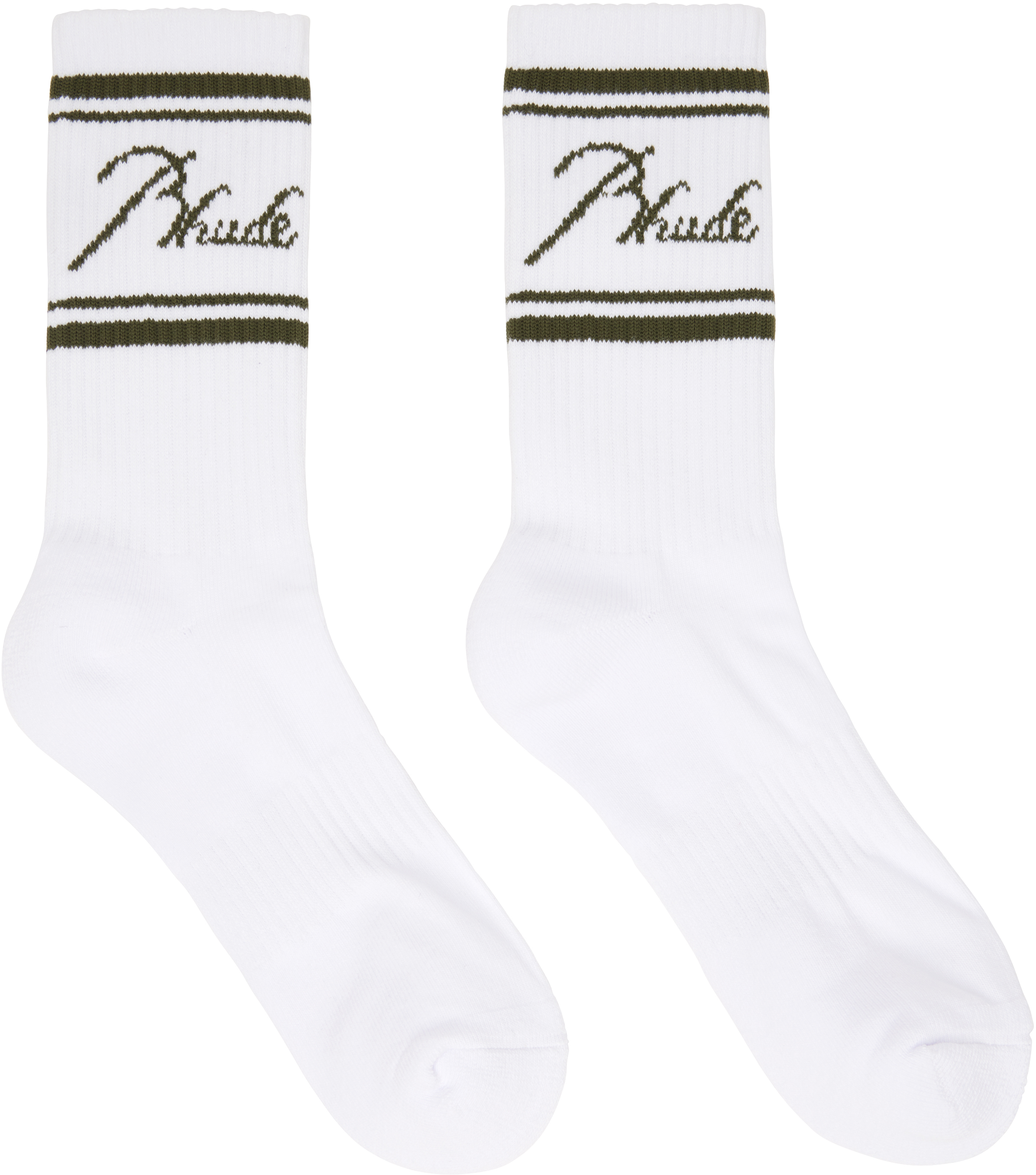 White 'Rhude' Script Logo Socks