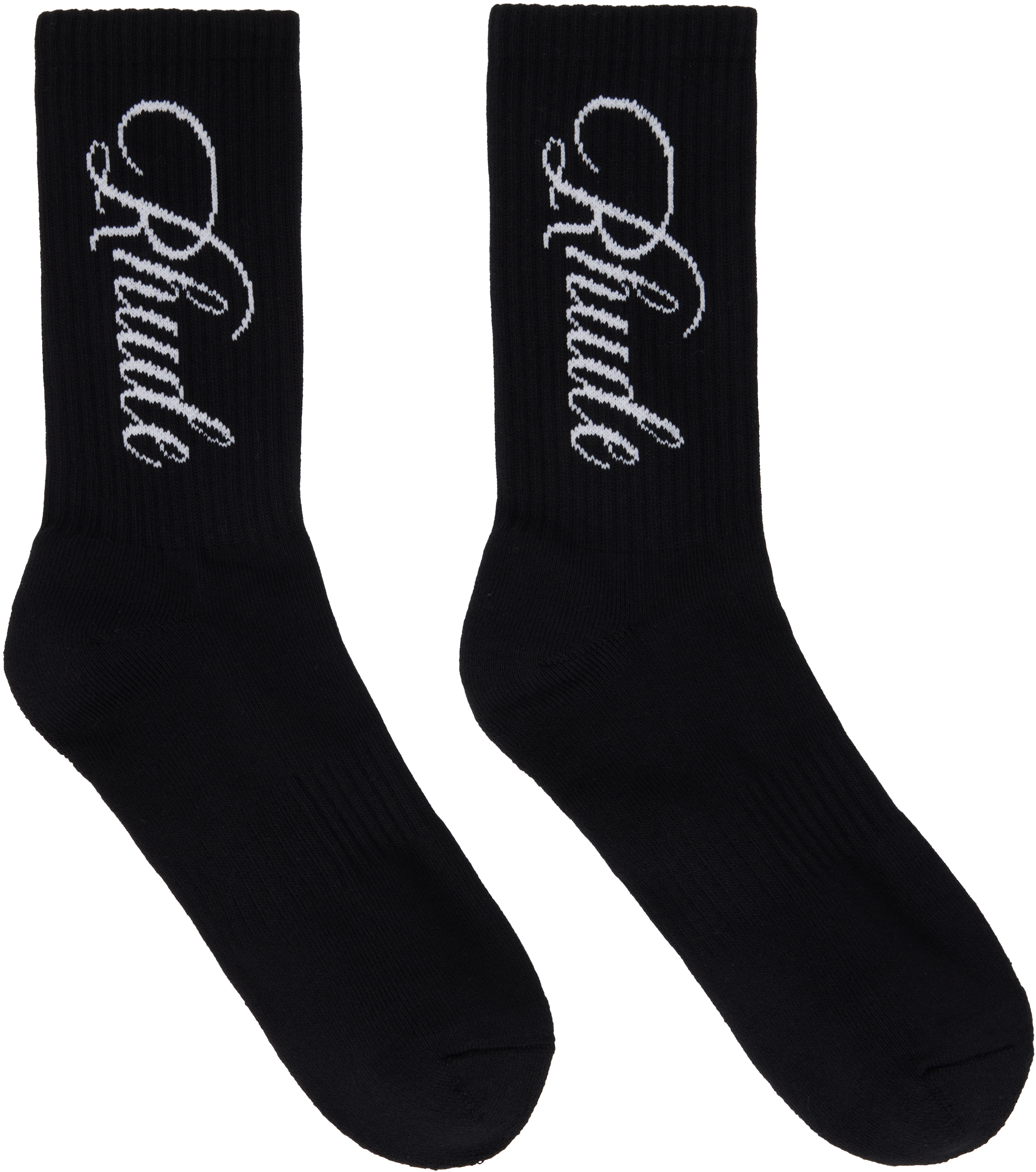 Black 'Rhude' Vertical Script Socks