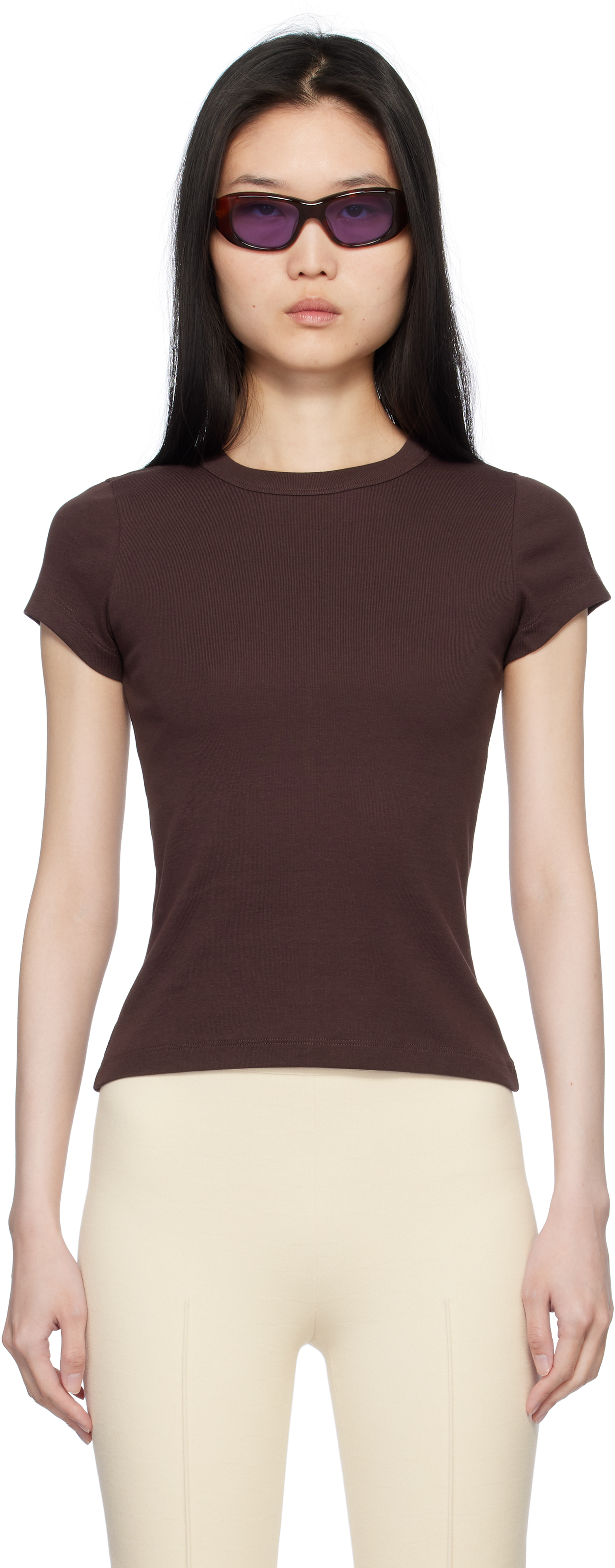 Flore Flore Brown Car Baby T-shirt In Choco Plum