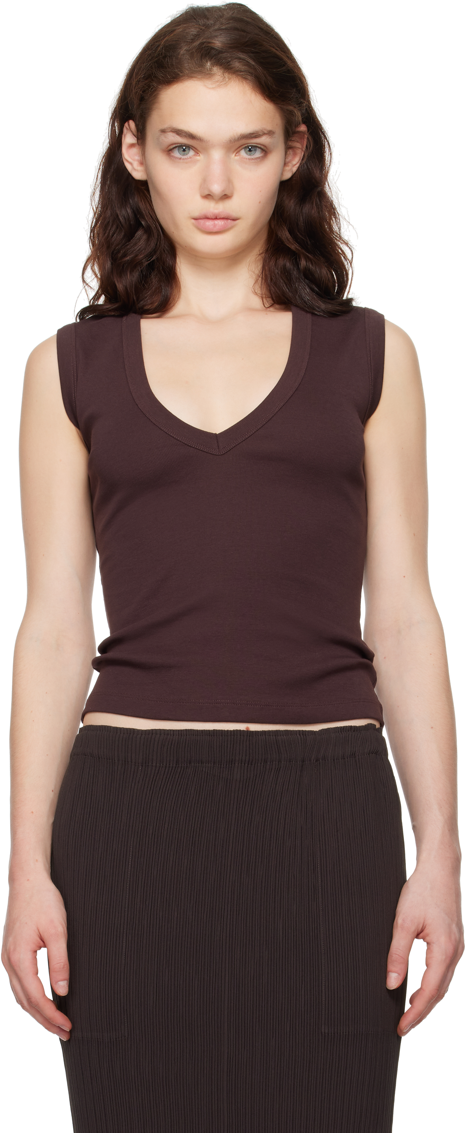 Shop Flore Flore Brown Dewi Tank Top In Choco Plum