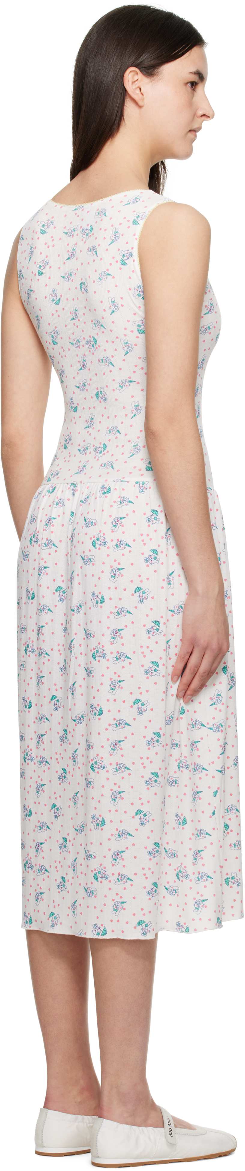 ASHLEY WILLIAMS WHITE POINTELLE MIDI DRESS 