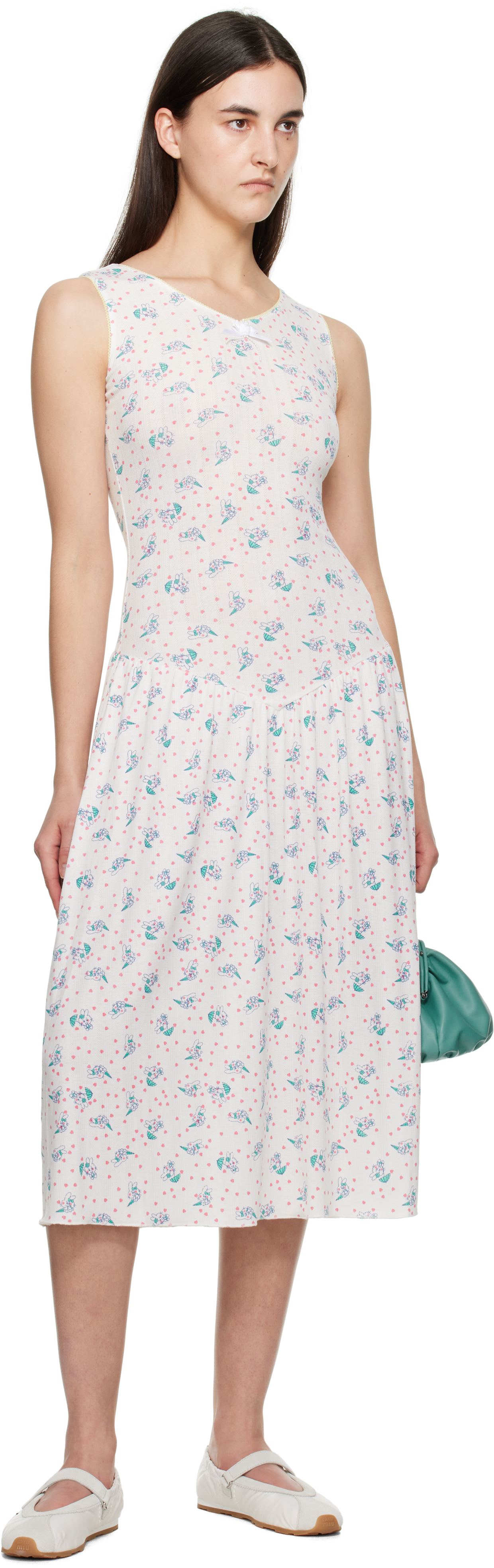 ASHLEY WILLIAMS WHITE POINTELLE MIDI DRESS 