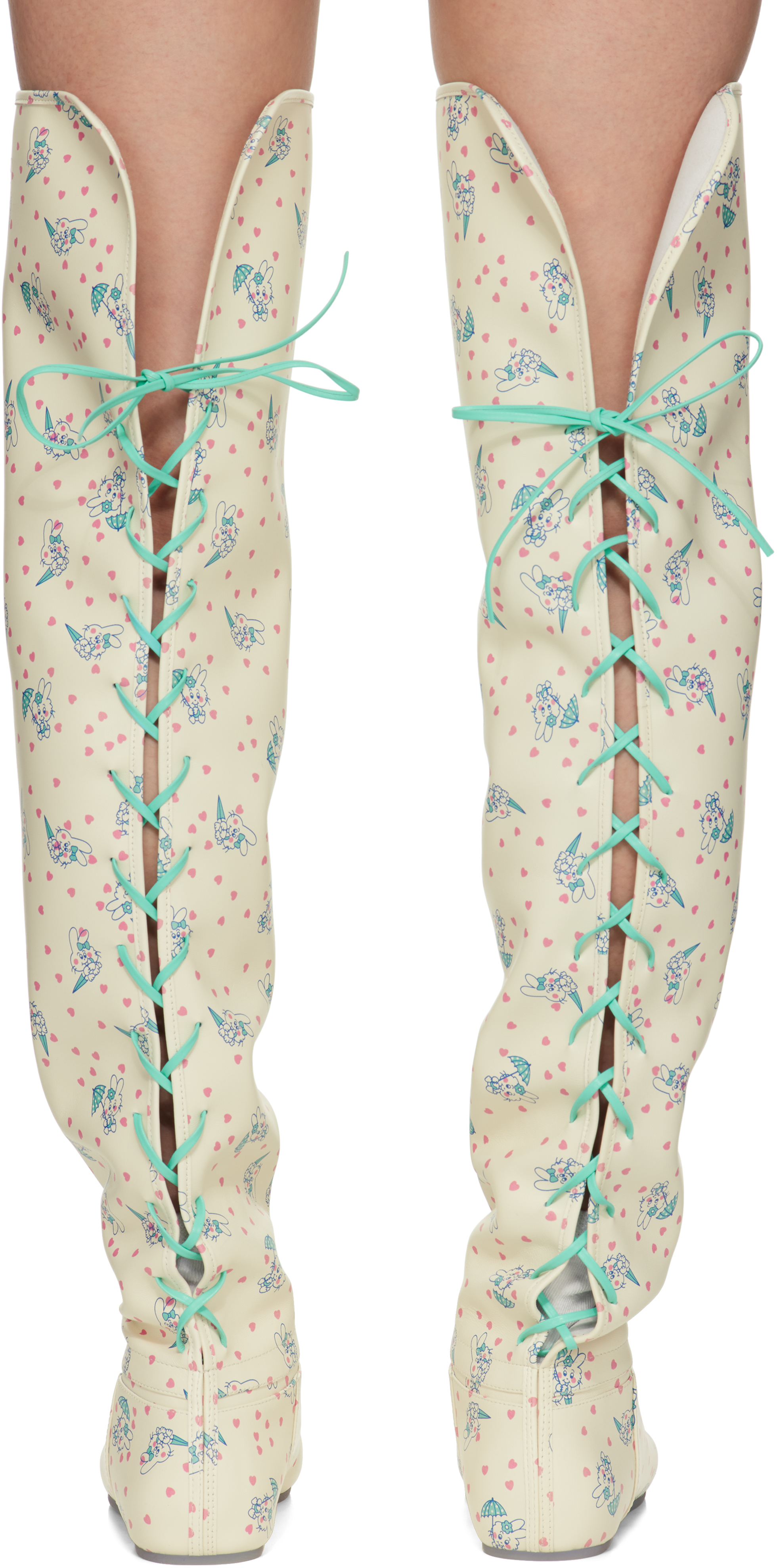ASHLEY WILLIAMS OFF-WHITE SLOUCHY THIGH-HIGH TALL BOOTS