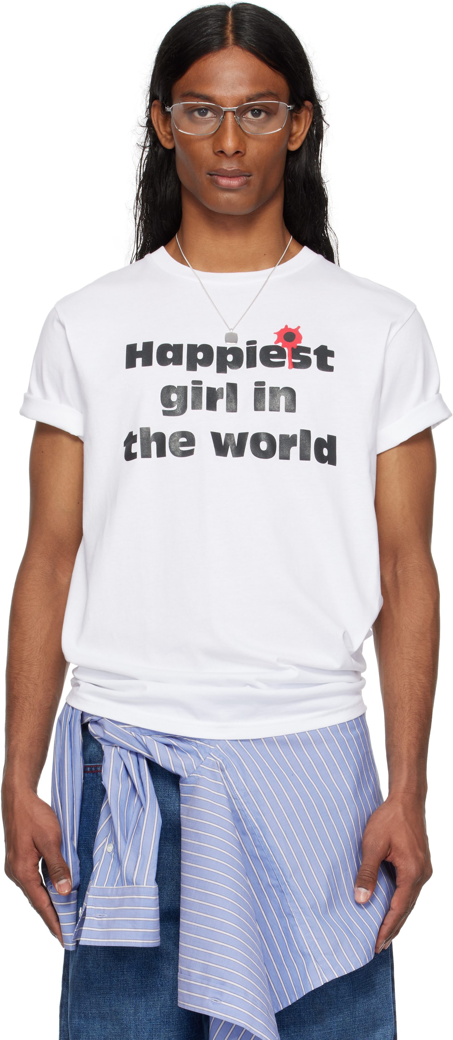 ASHLEY WILLIAMS SSENSE EXCLUSIVE WHITE 'HAPPY' DANNY T-SHIRT
