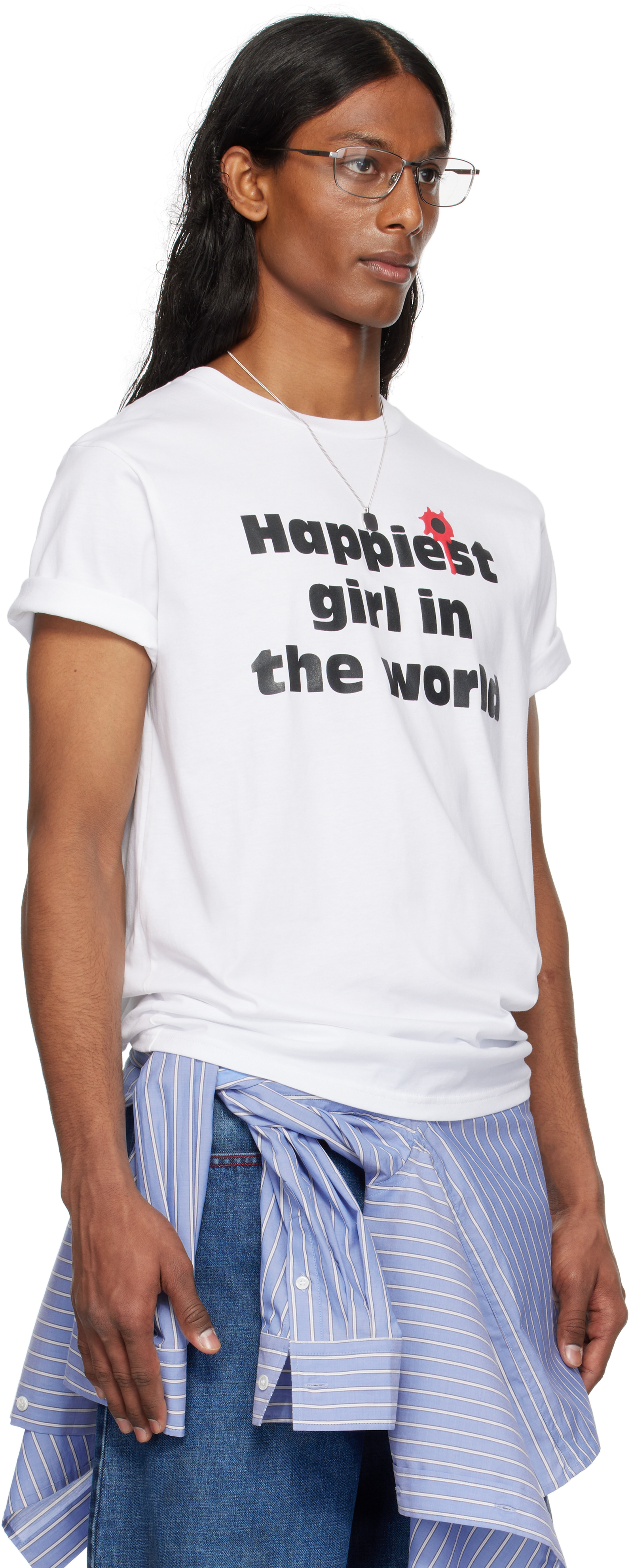 ASHLEY WILLIAMS SSENSE EXCLUSIVE WHITE 'HAPPY' DANNY T-SHIRT