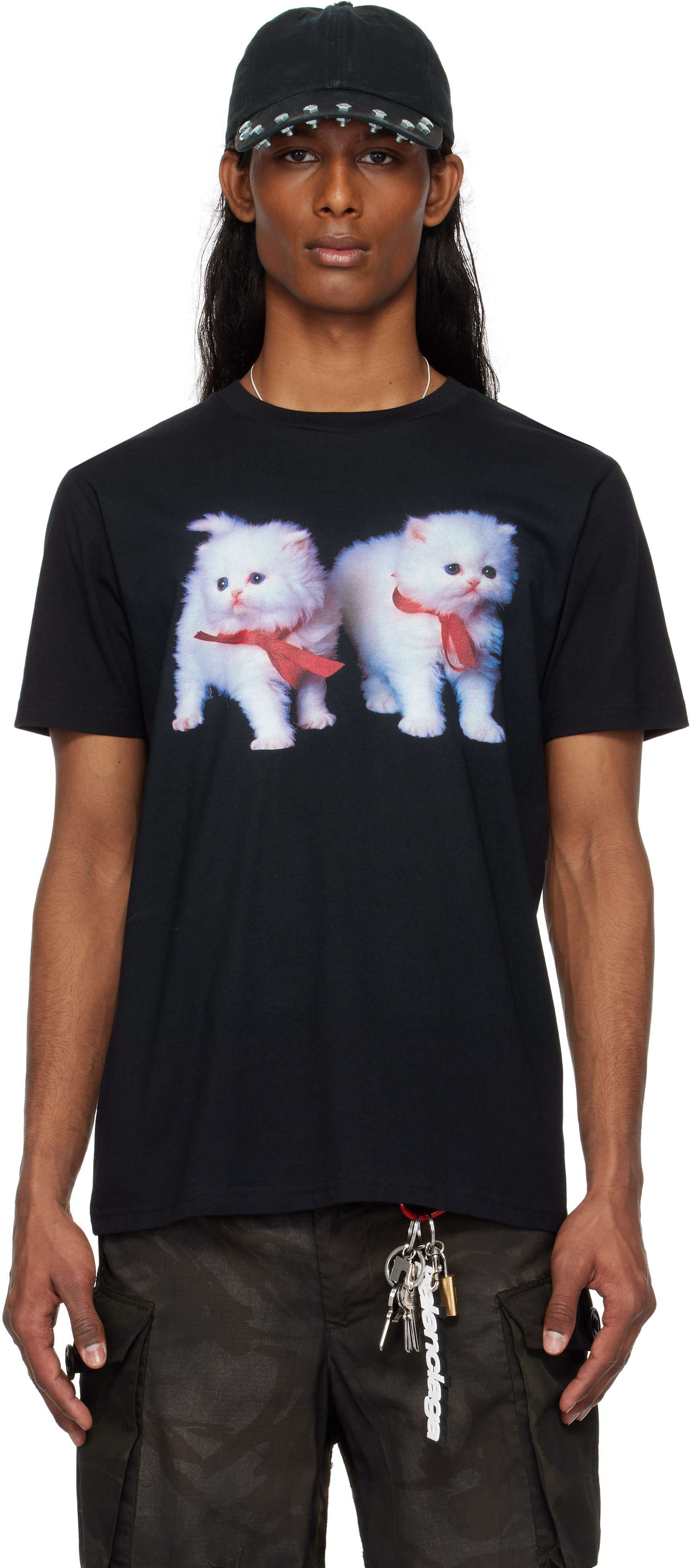 SSENSE Exclusive Black Kitten Danny T-shirt