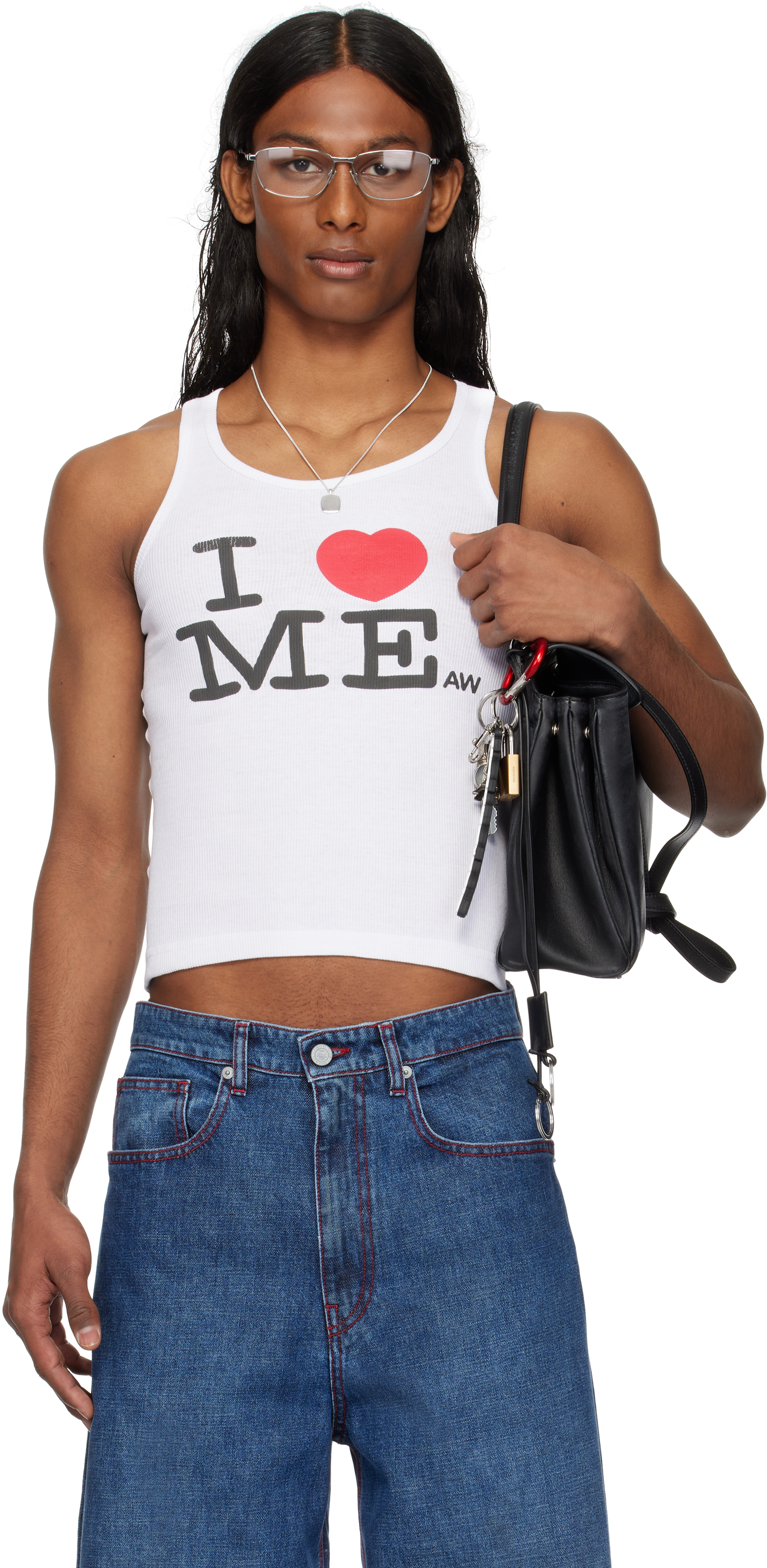 Ashley Williams White 'i Heart Me' Tank Top In White