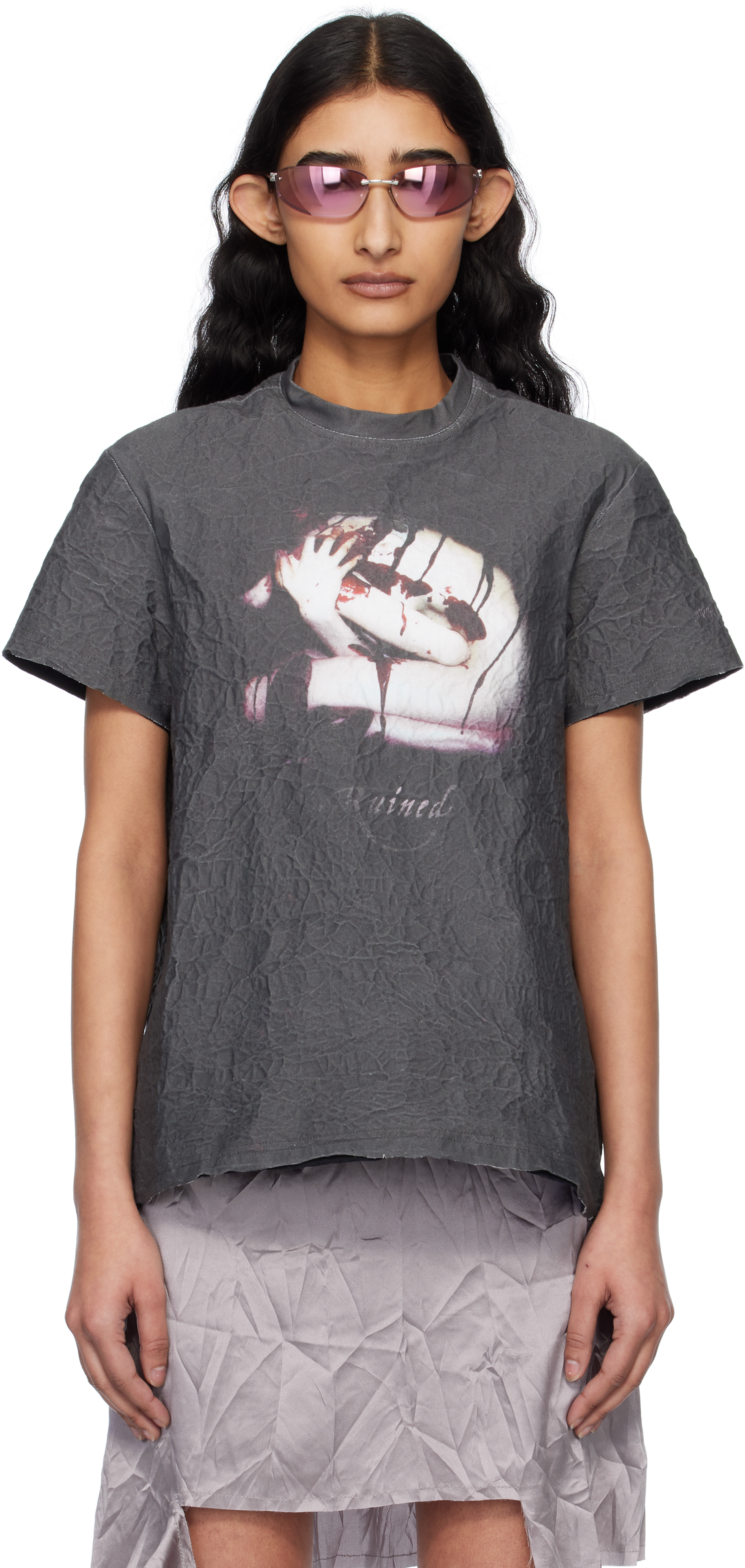 【関税込み】LIZA KEANE グレー l Tシャツ LIZA KEANE: グレー 'Wet Dreams' Tシャツ | SSENSE 日本
