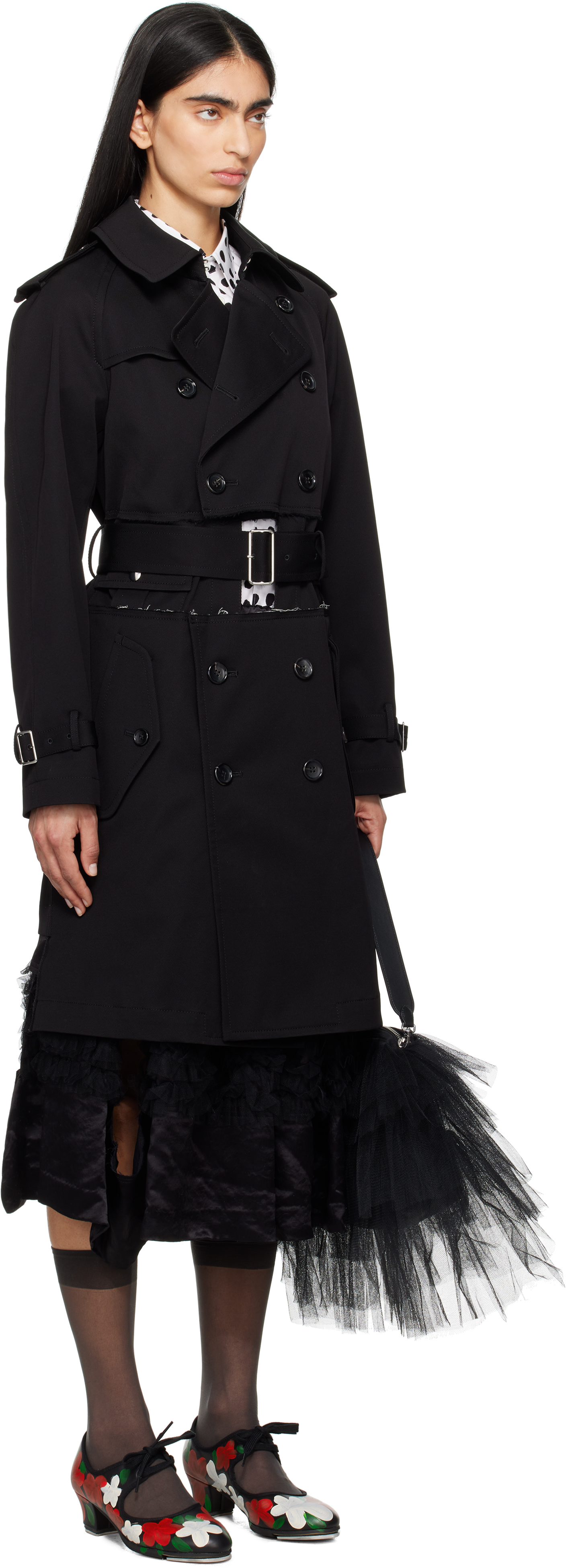 Shop Black Comme Des Garçons Black Kersey Trench Coat In 1 Black