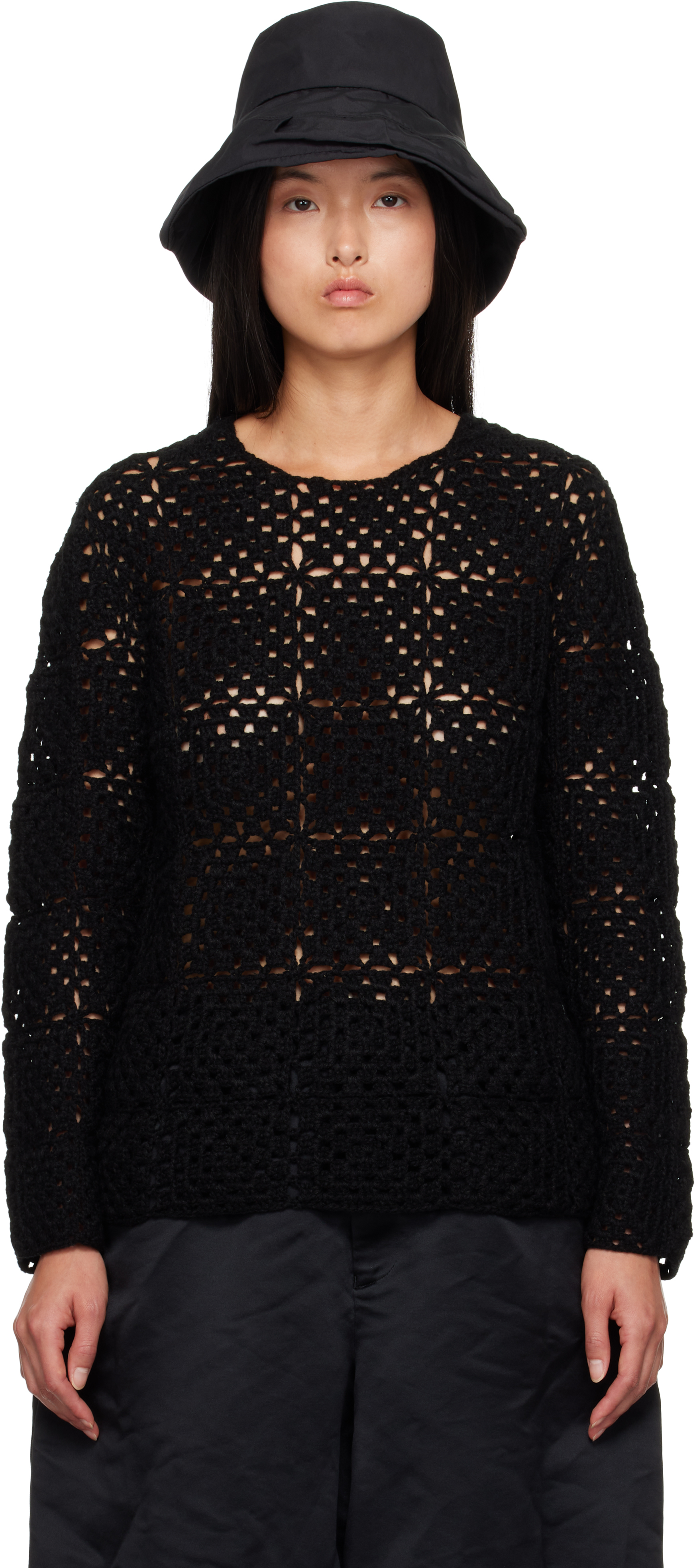 Black Comme Des Garçons Black Crocheted Sweater In 1 Black