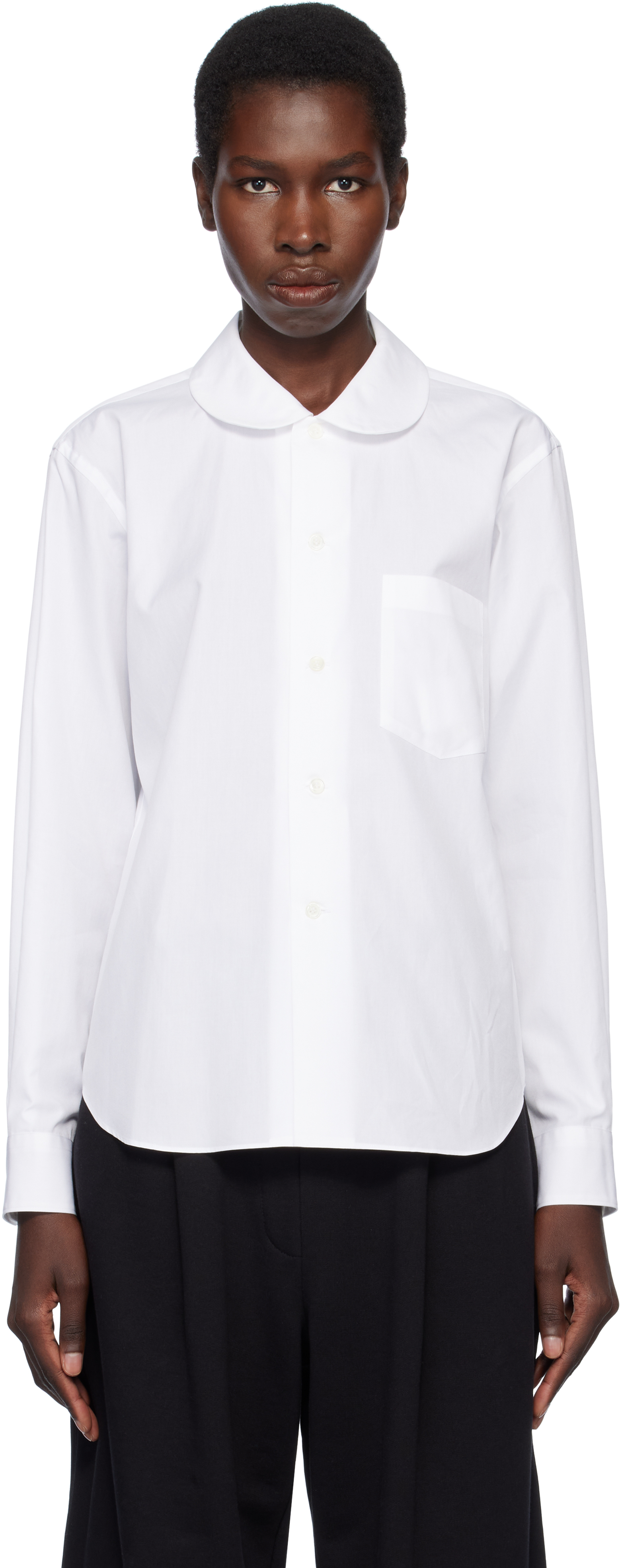 Black Comme Des Garçons White Peter Pan Collar Shirt