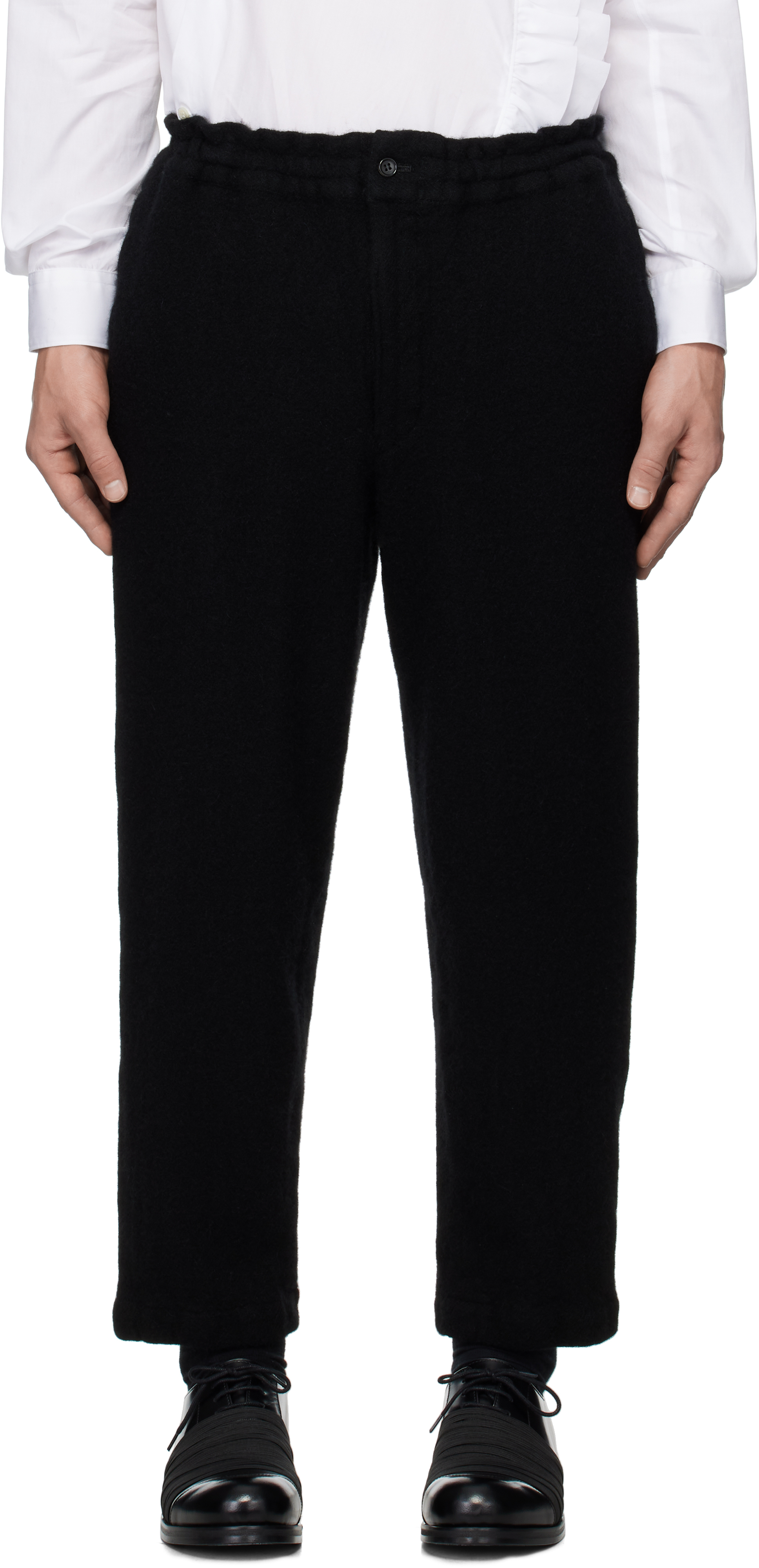 Black Tapered Wool Trousers