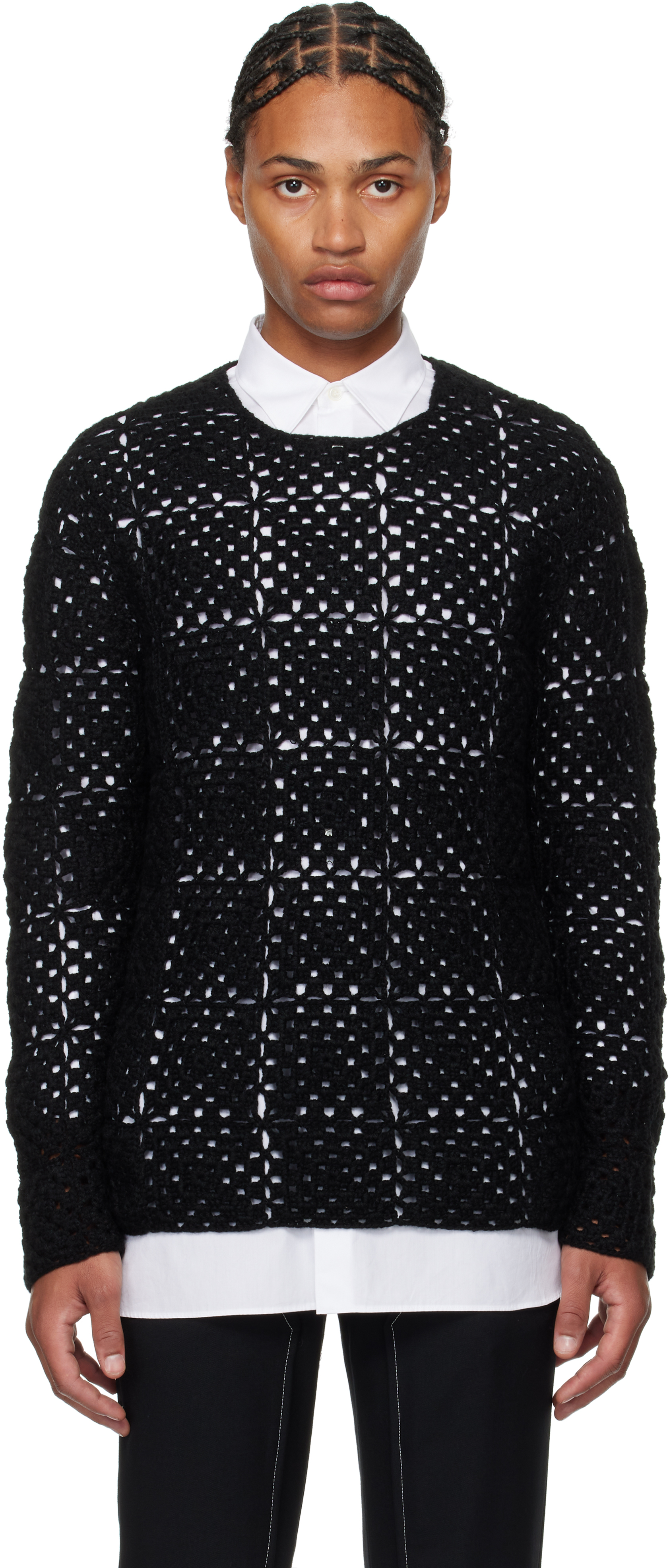 Black Comme Des Garçons Black Crochet Sweater In 1 Black