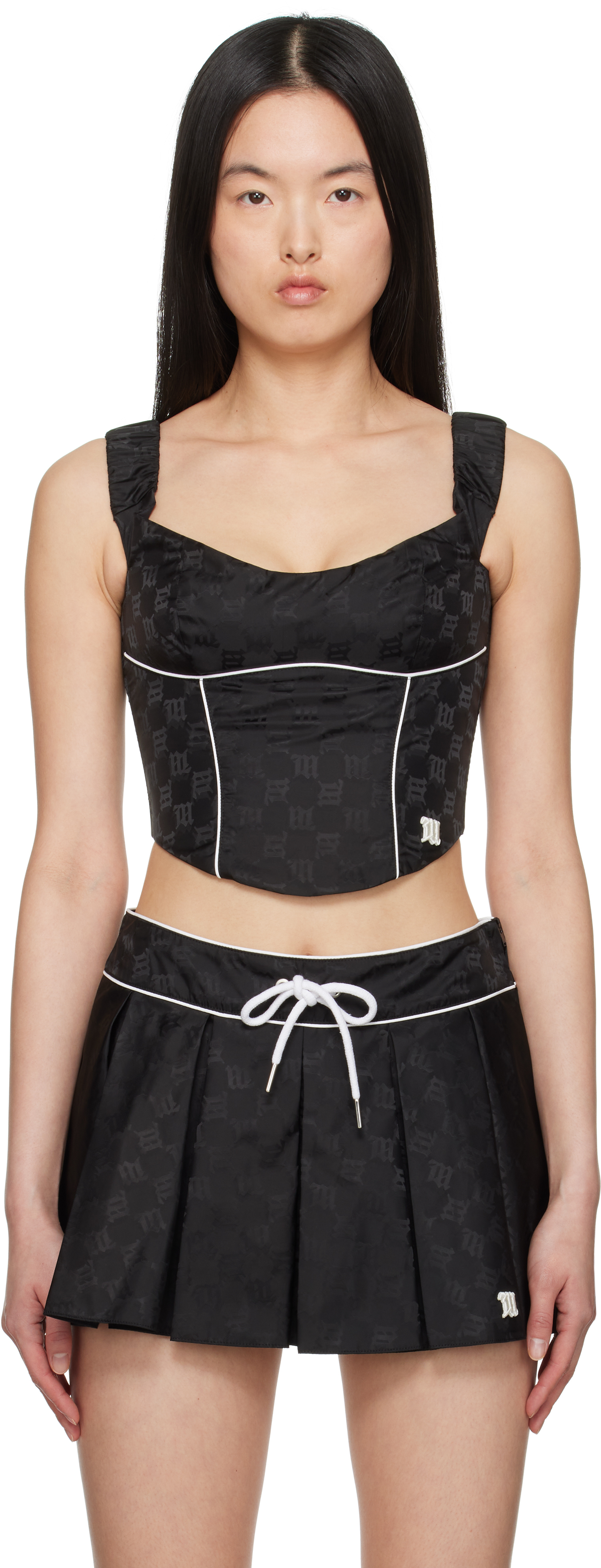 Black Monogram Nylon Corset Top