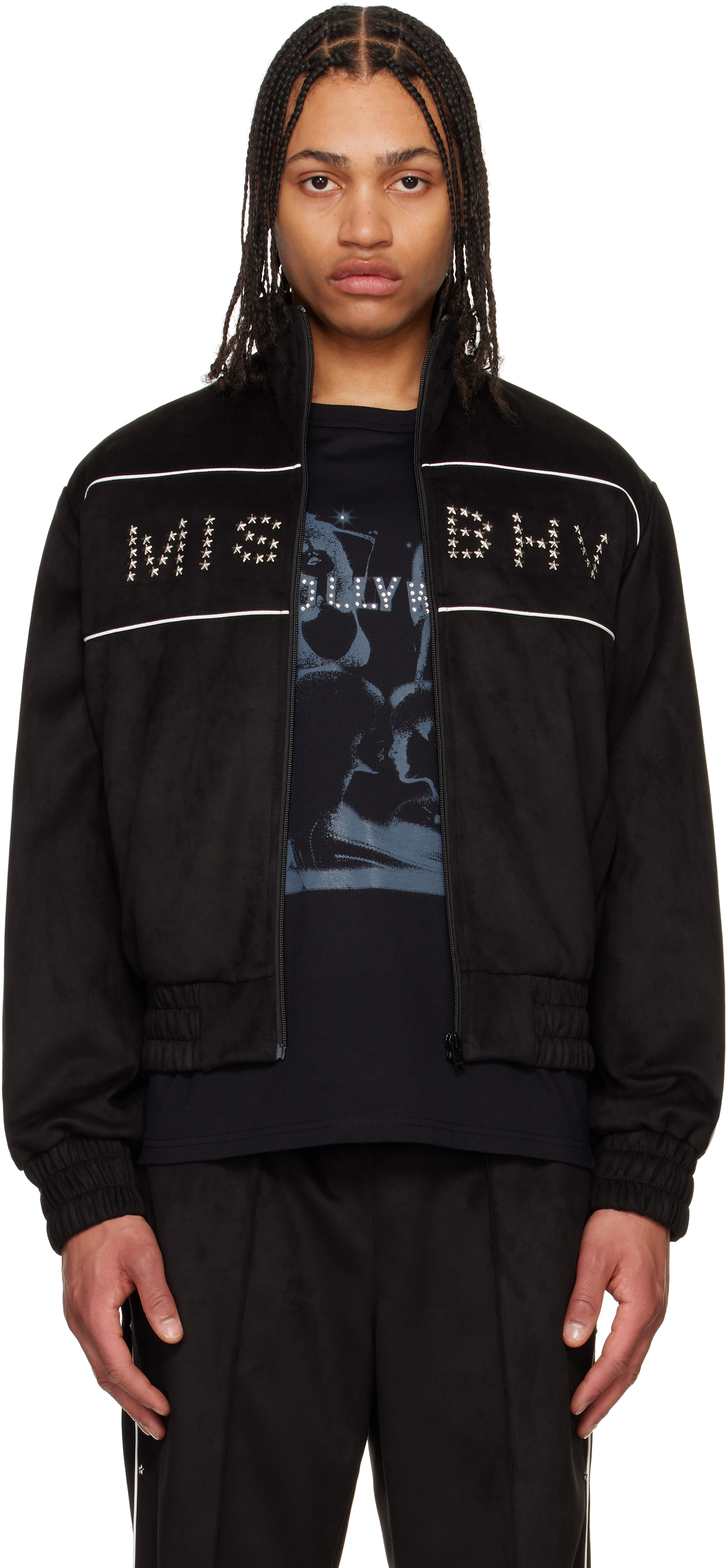 2025年新作 Black Star Faux Suede Track Jacket by MISBHV on Sale ジャケット・アウター