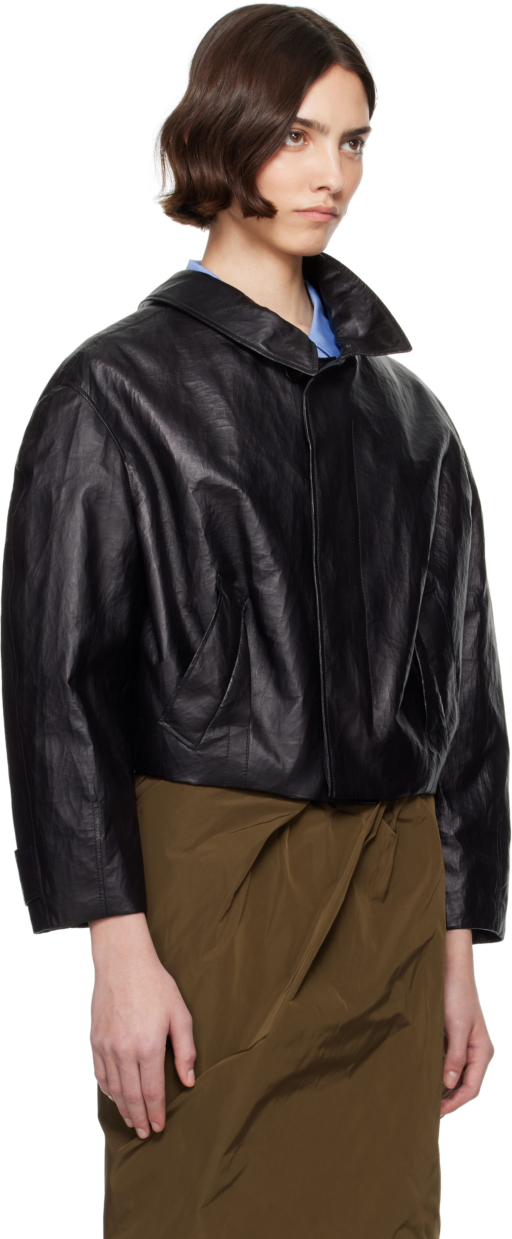 Bally Long-sleeved Leather Jacket In U901 - Black