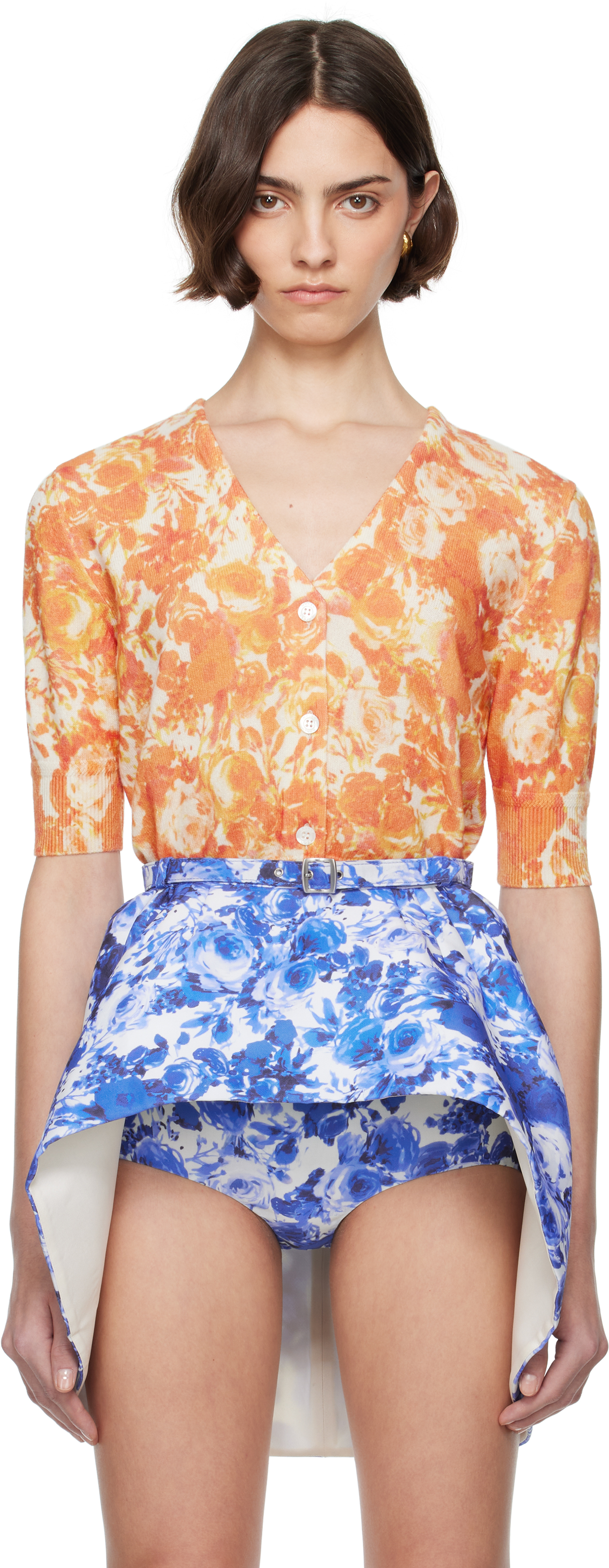 Shop Bally Orange Rosengarten Print Cardigan In I2c2 - Multikoi