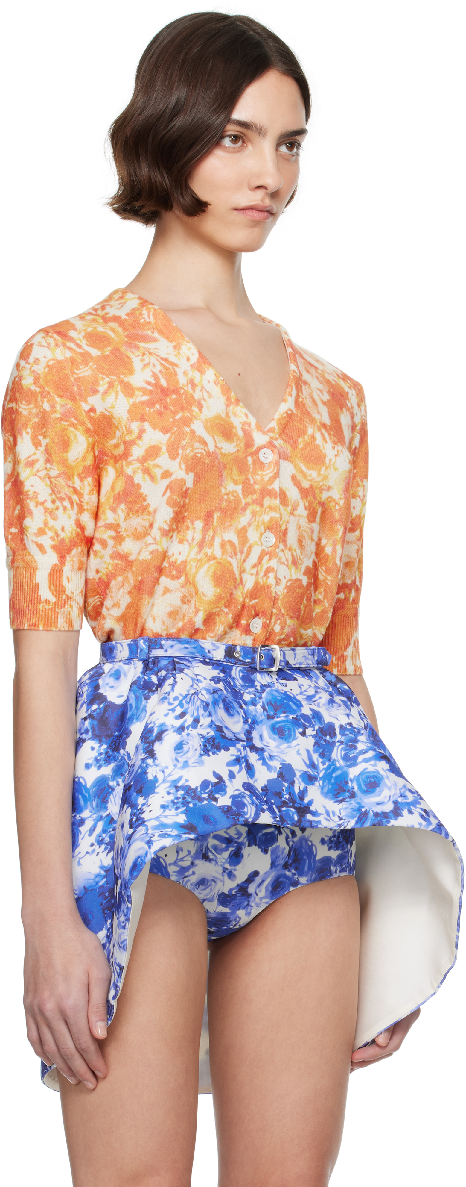 Shop Bally Orange Rosengarten Print Cardigan In I2c2 - Multikoi